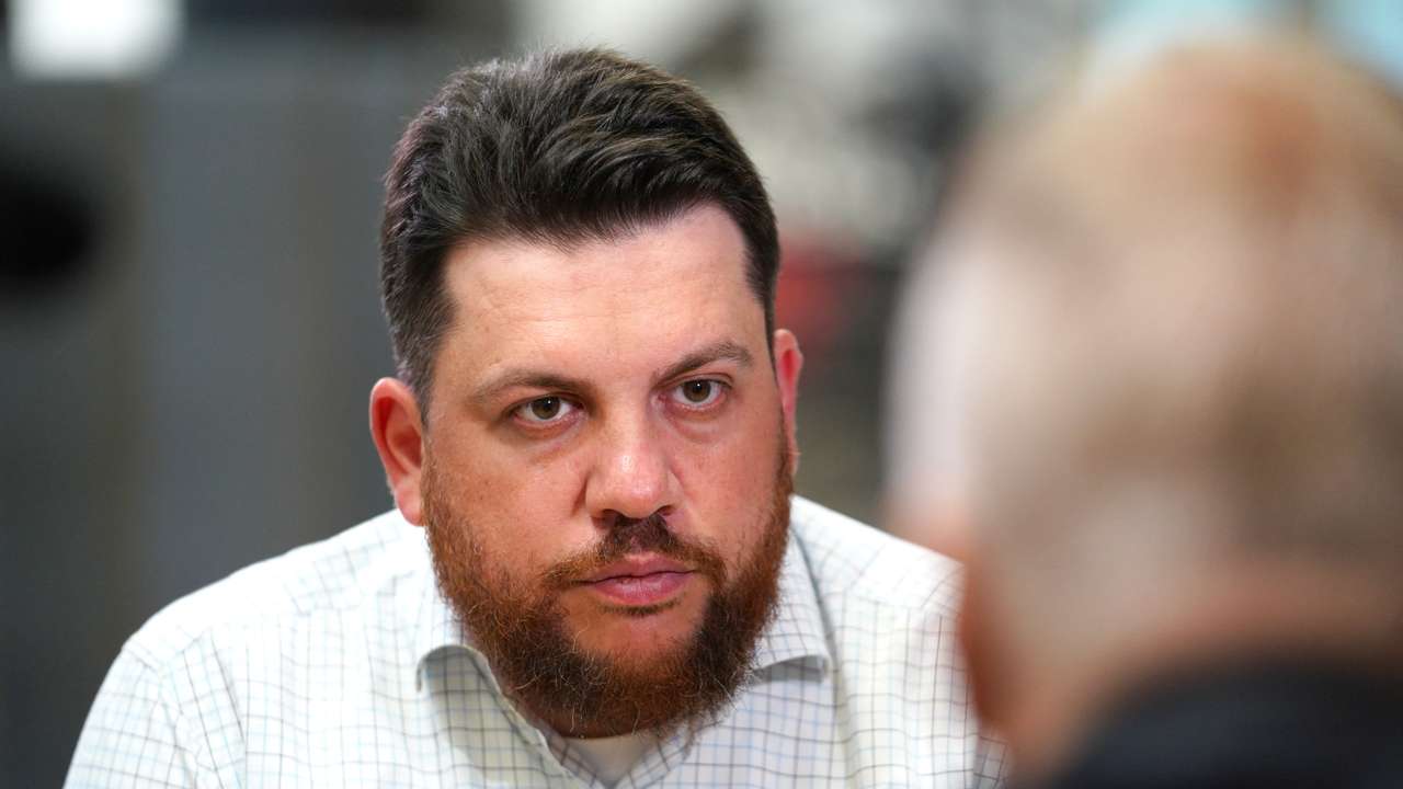 Leonid Volkov speaks during an interview in Vilnius