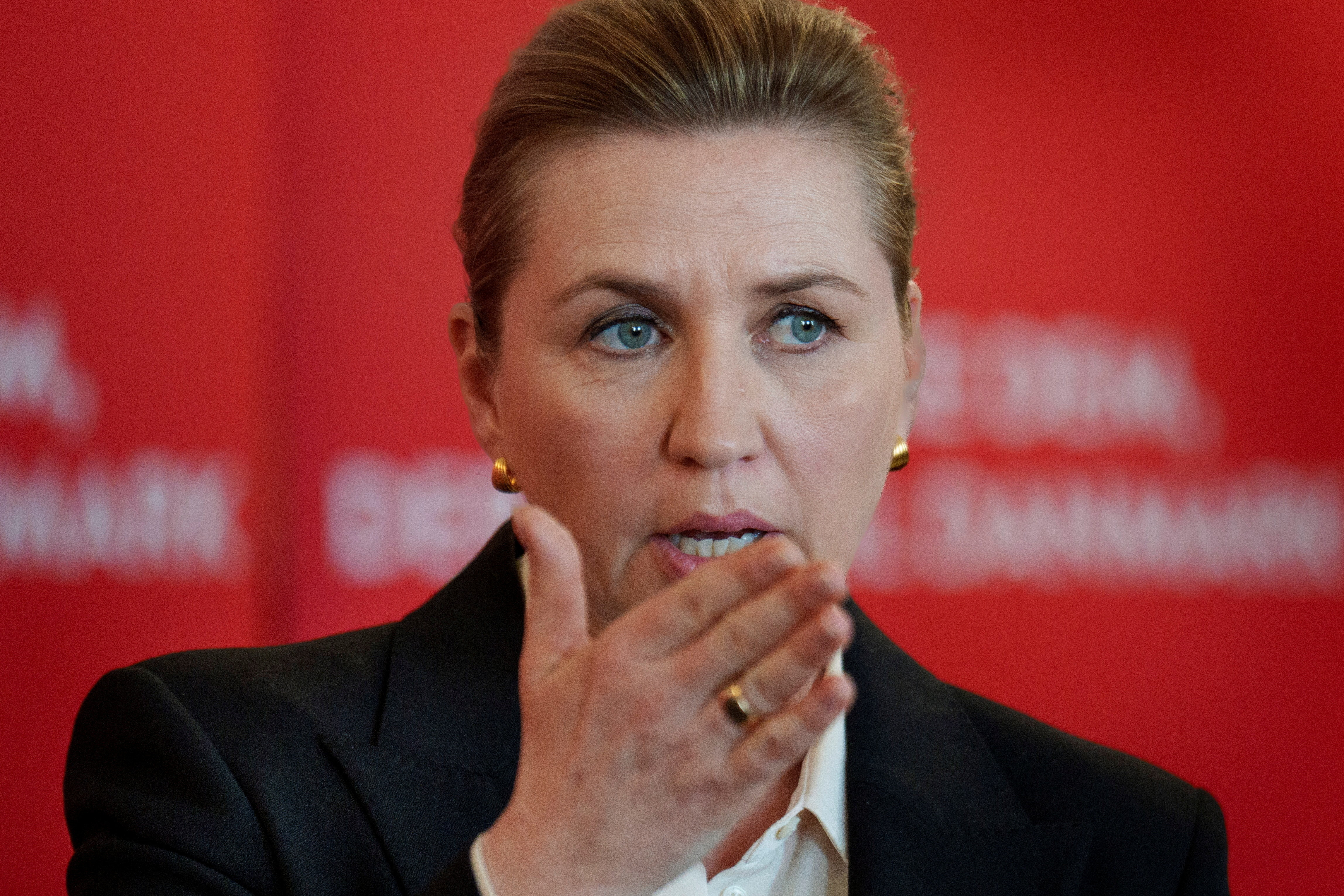 Denmark's PM Frederiksen presents the Social Democrats' immigration proposal in Copenhagen