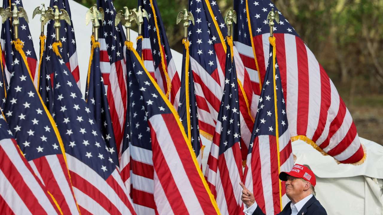 FILE PHOTO: Former U.S. President and Republican presidential candidate Donald Trump holds a campaign event in Chesapeake