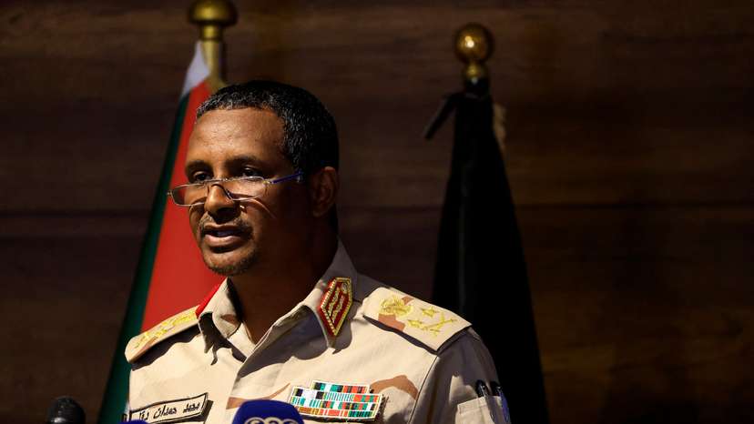 Deputy head of Sudan's sovereign council General Mohamed Hamdan Dagalo speaks during a press conference in Khartoum