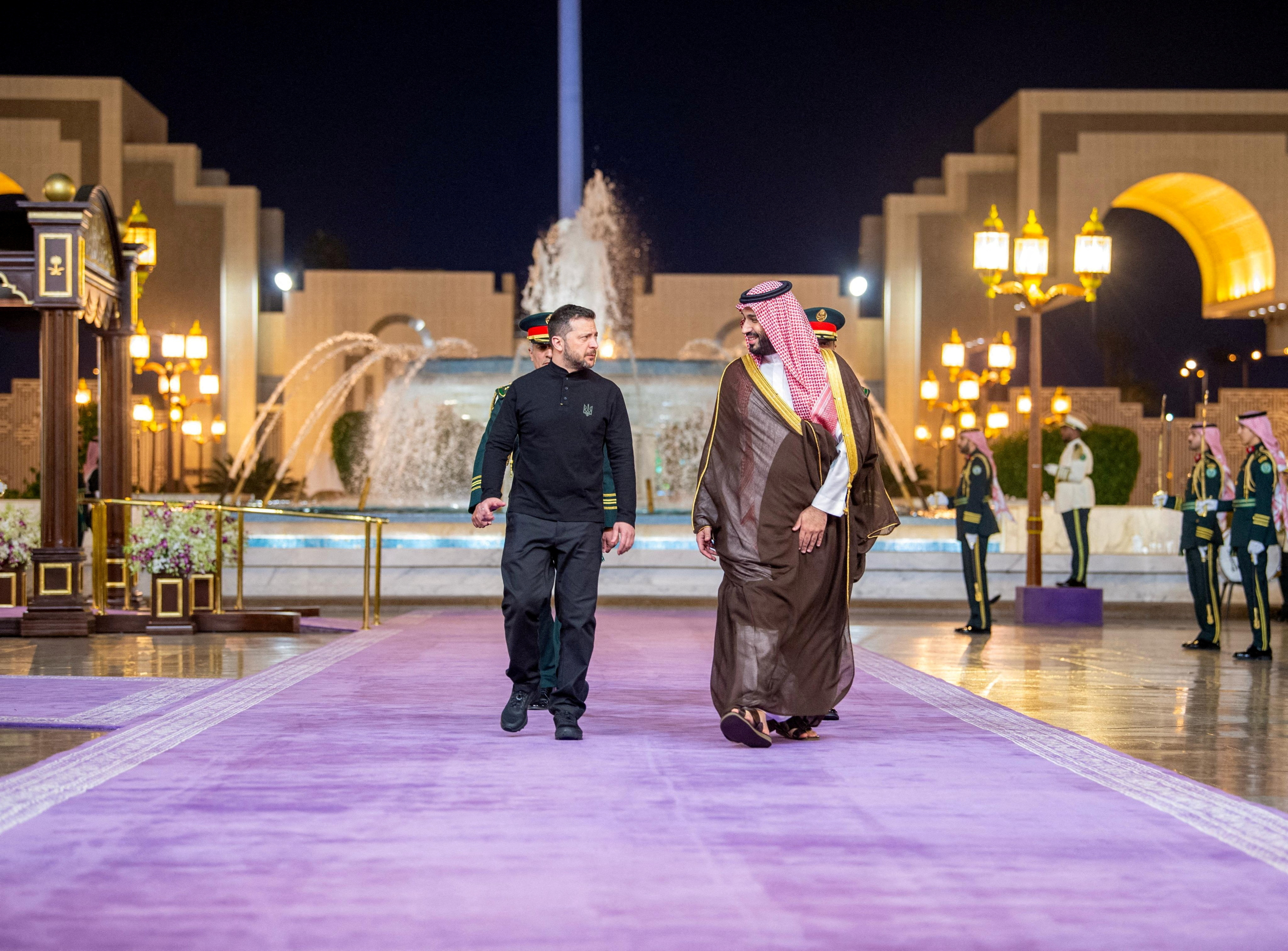 Ukrainian President Volodymyr Zelenskiy meets Saudi Crown Prince, Mohammed bin Salman, during his visit to Jeddah