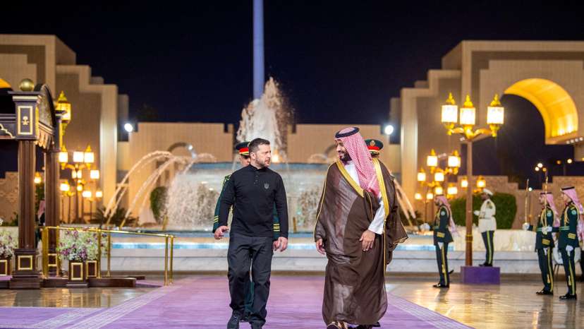 Ukrainian President Volodymyr Zelenskiy meets Saudi Crown Prince, Mohammed bin Salman, during his visit to Jeddah