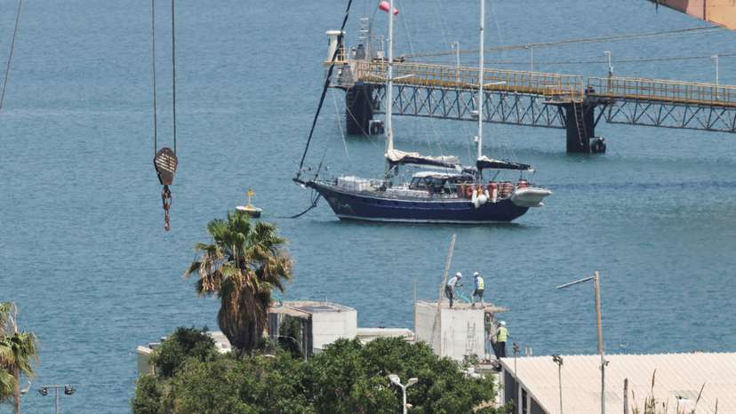 Gaza-bound British-flagged yacht "Madleen" is docked in Ashdod port following a takeover by the Israeli army, in Ashdod