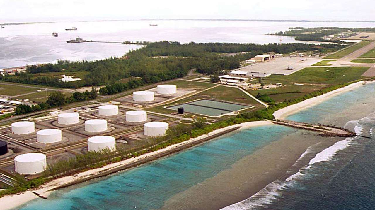 FILE PHOTO OF FUEL TANKS ON INDIAN OCEAN ISLAND OF DIEGO GARCIA