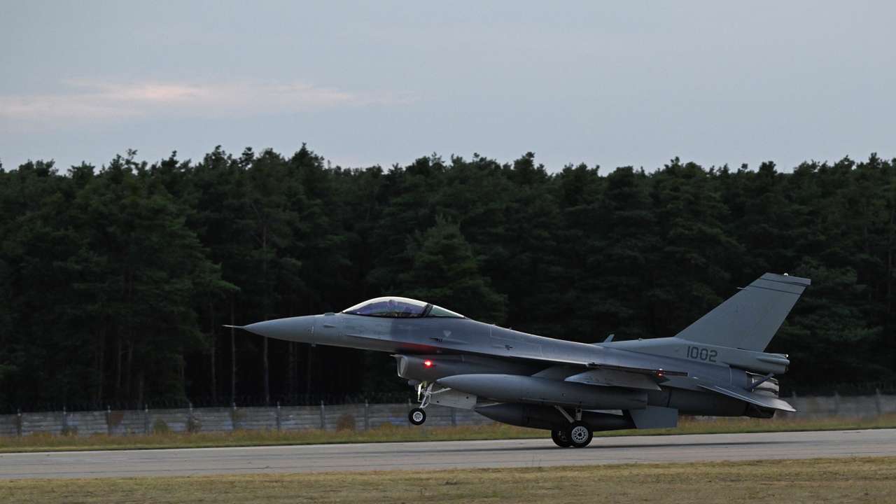 Handover ceremony of two F-16s, in Malacky