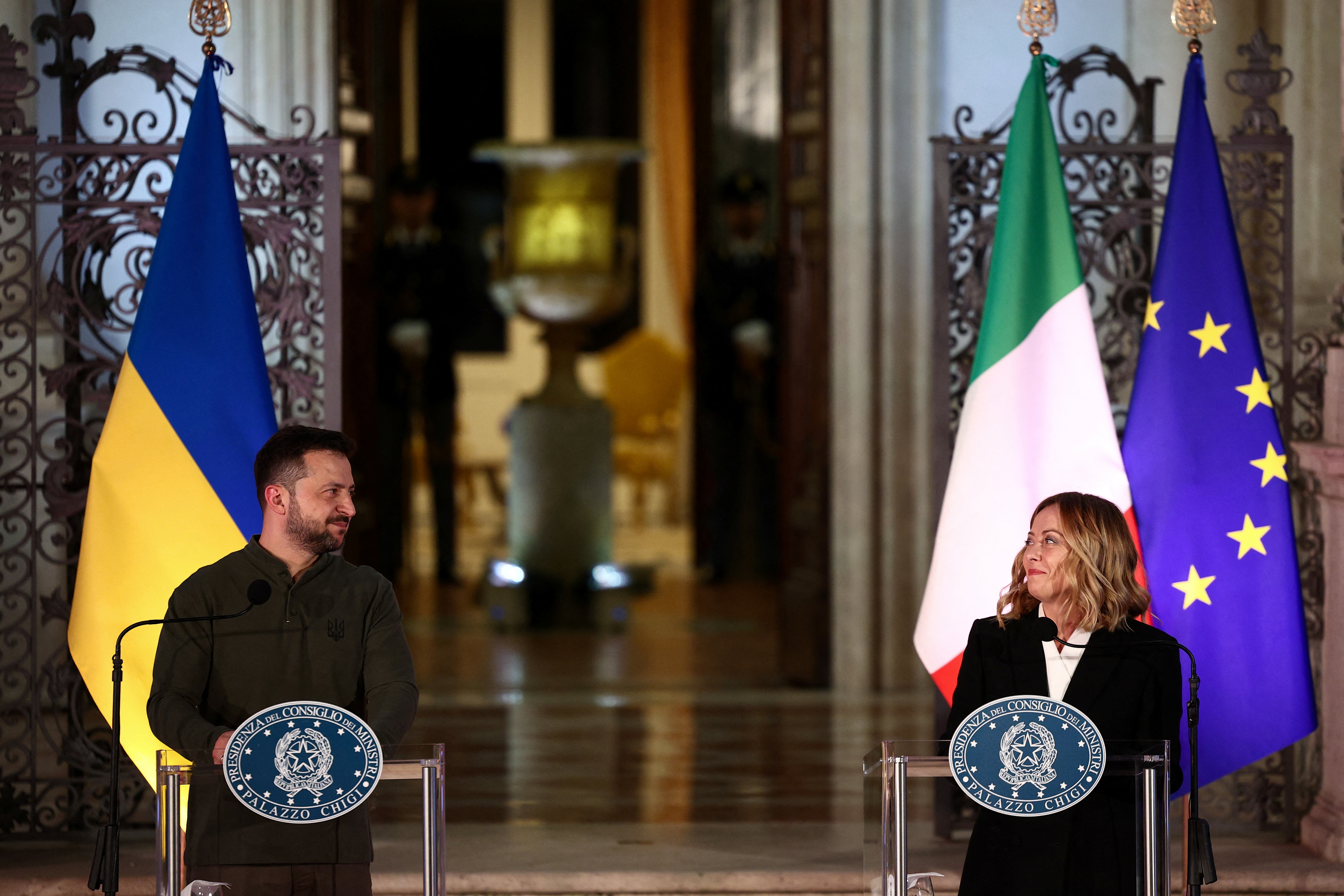 Ukraine's President Zelenskiy meets with Italian PM Meloni