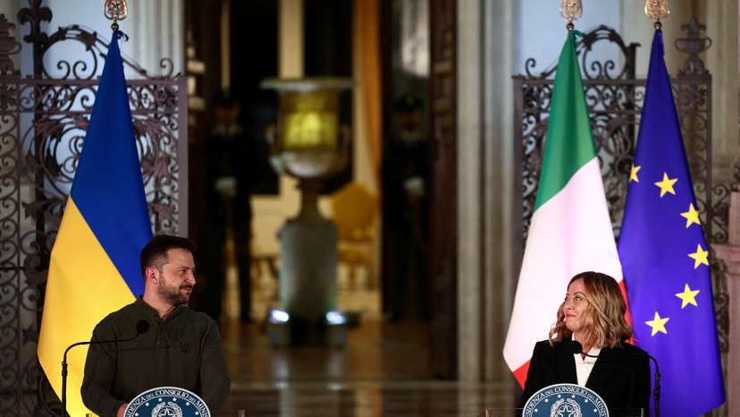Ukraine's President Zelenskiy meets with Italian PM Meloni