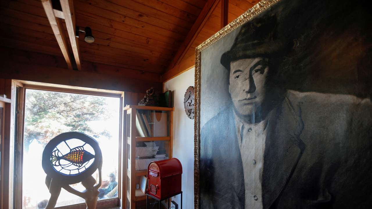 FILE PHOTO: A picture of Pablo Neruda is seen inside his museum house in Isla Negra