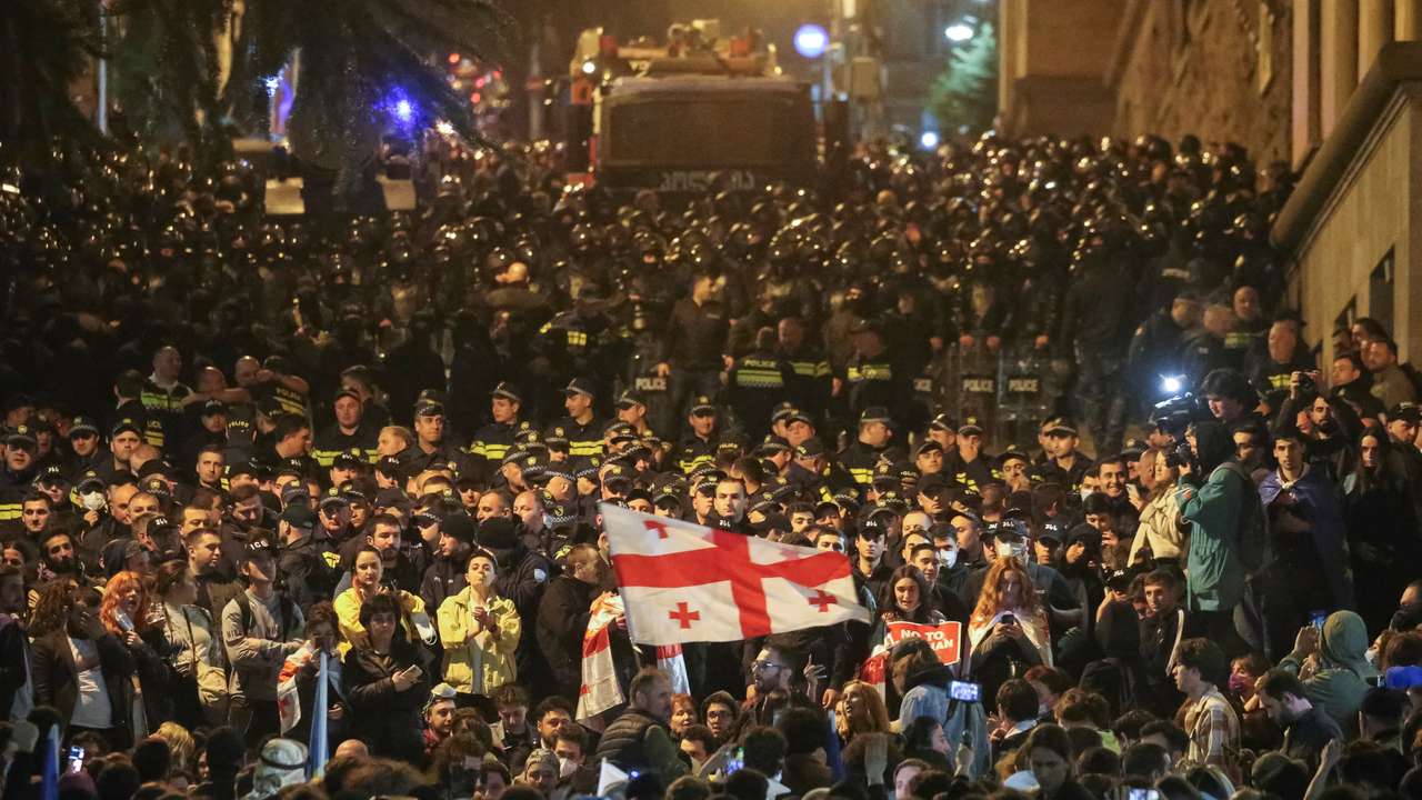 People protest against the "foreign agents" bill in Tbilisi