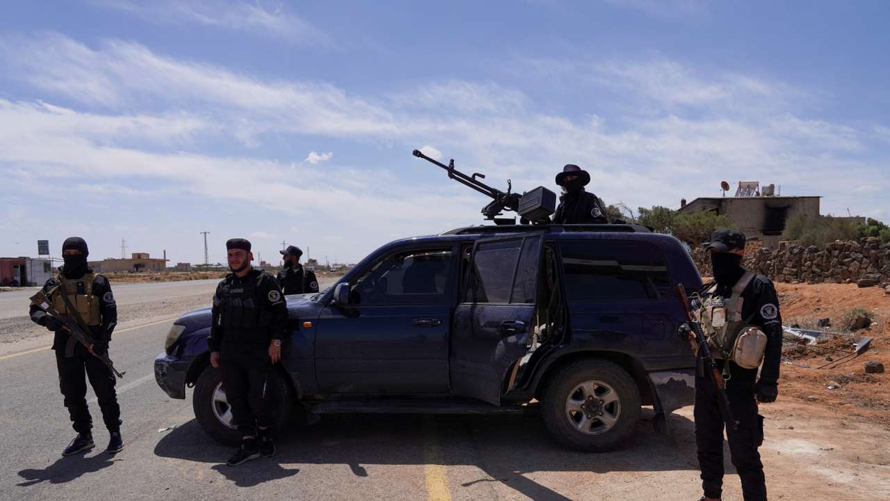 Syrian security forces deployed in the village of Al-Soura al-Kubra