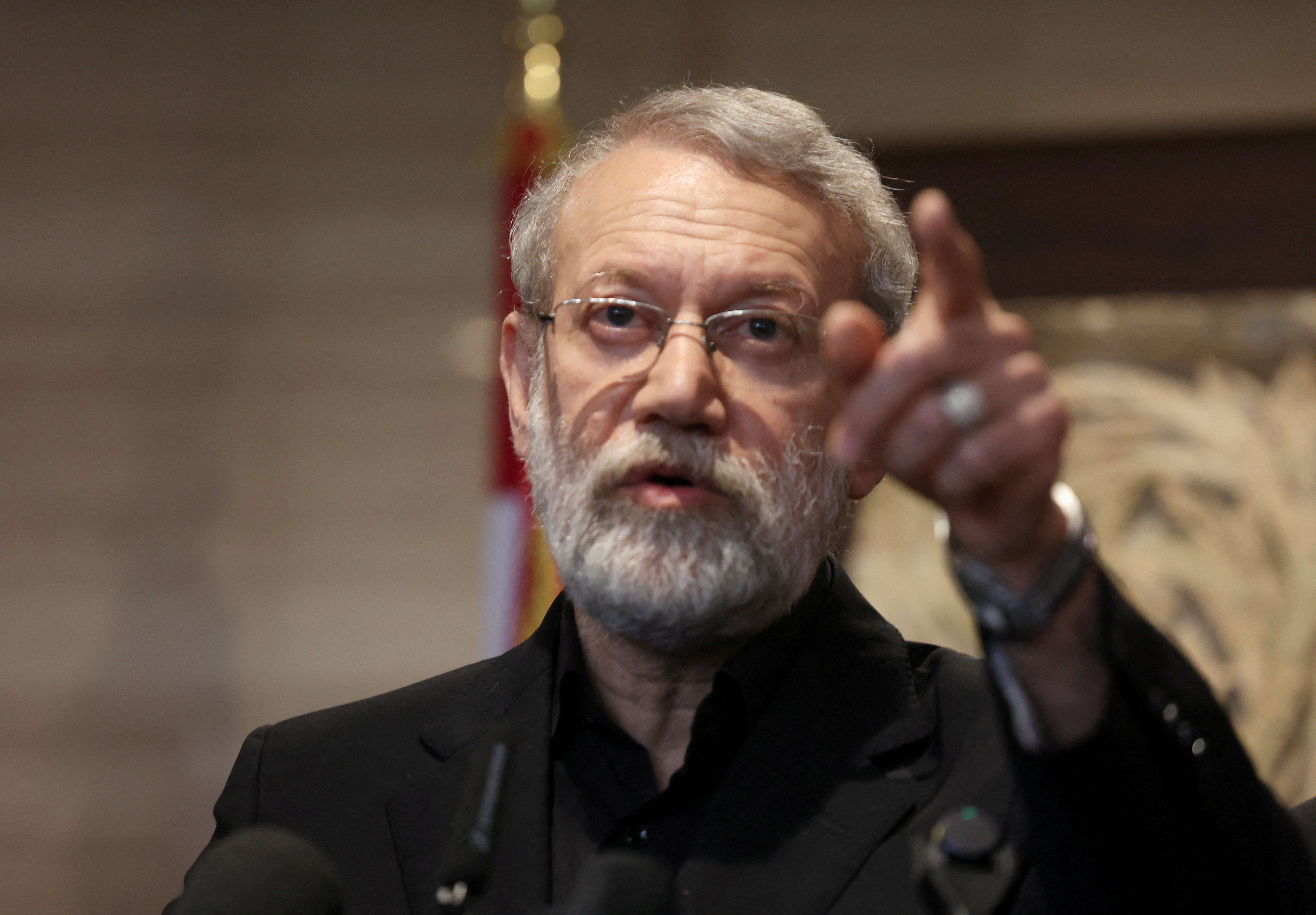 FILE PHOTO: Iran's Supreme National Security Council Secretary Ali Larijani speaks after meeting with Lebanese parliament speaker Nabih Berri, in Beirut