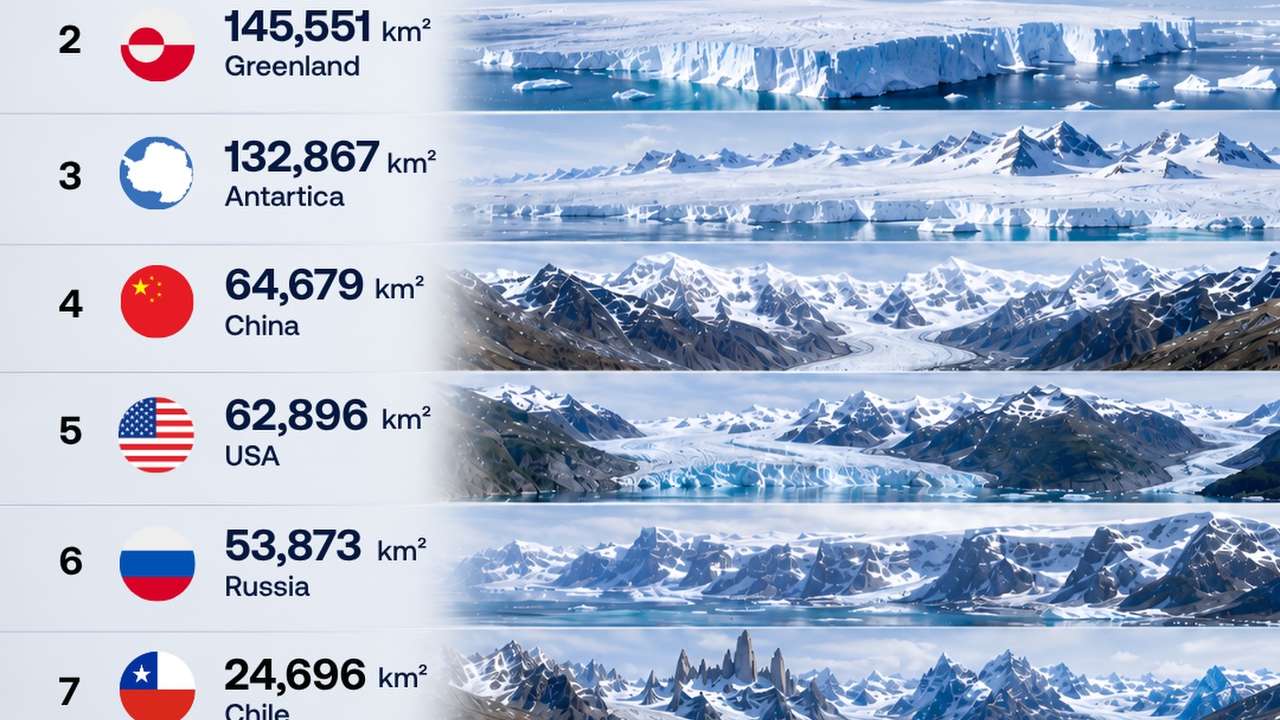 Canada has the world’s largest glacier area outside the main ice sheets