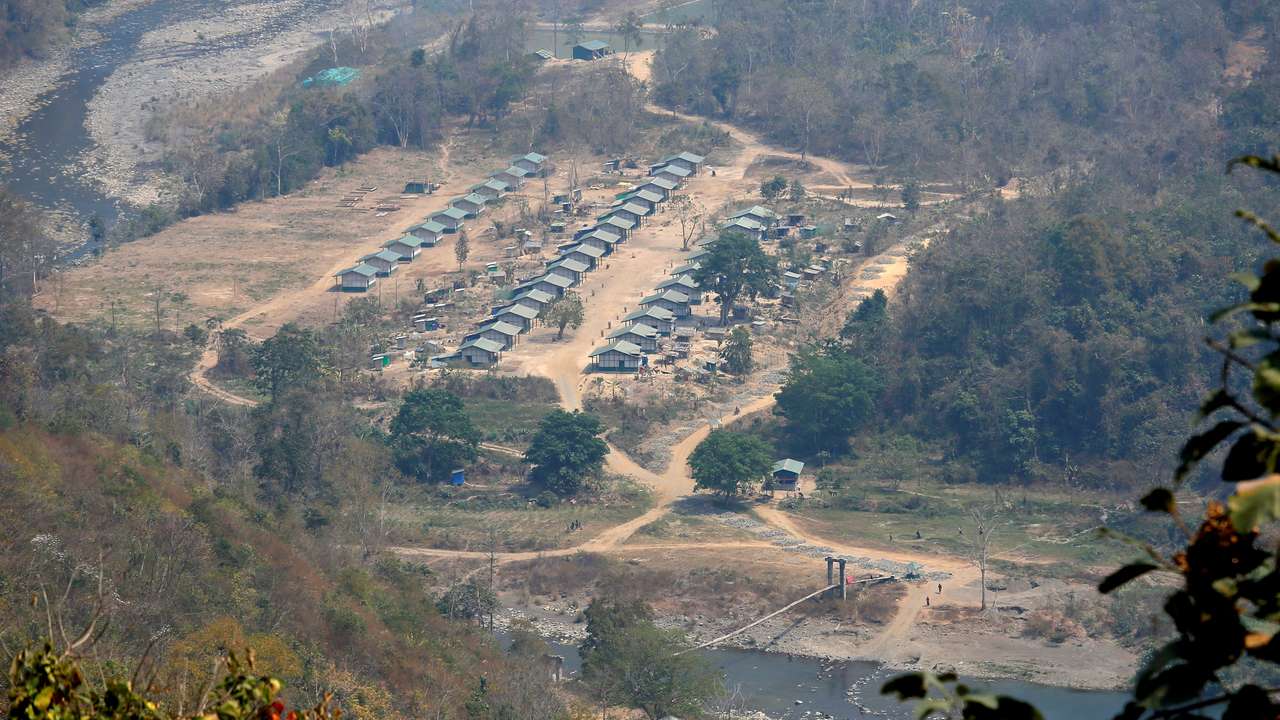 FILE PHOTO: A general view of a camp of the Myanmar ethnic rebel group Chin National Front is seen on the Myanmar side of the India-Myanmar border close to the Indian village of Farkawn