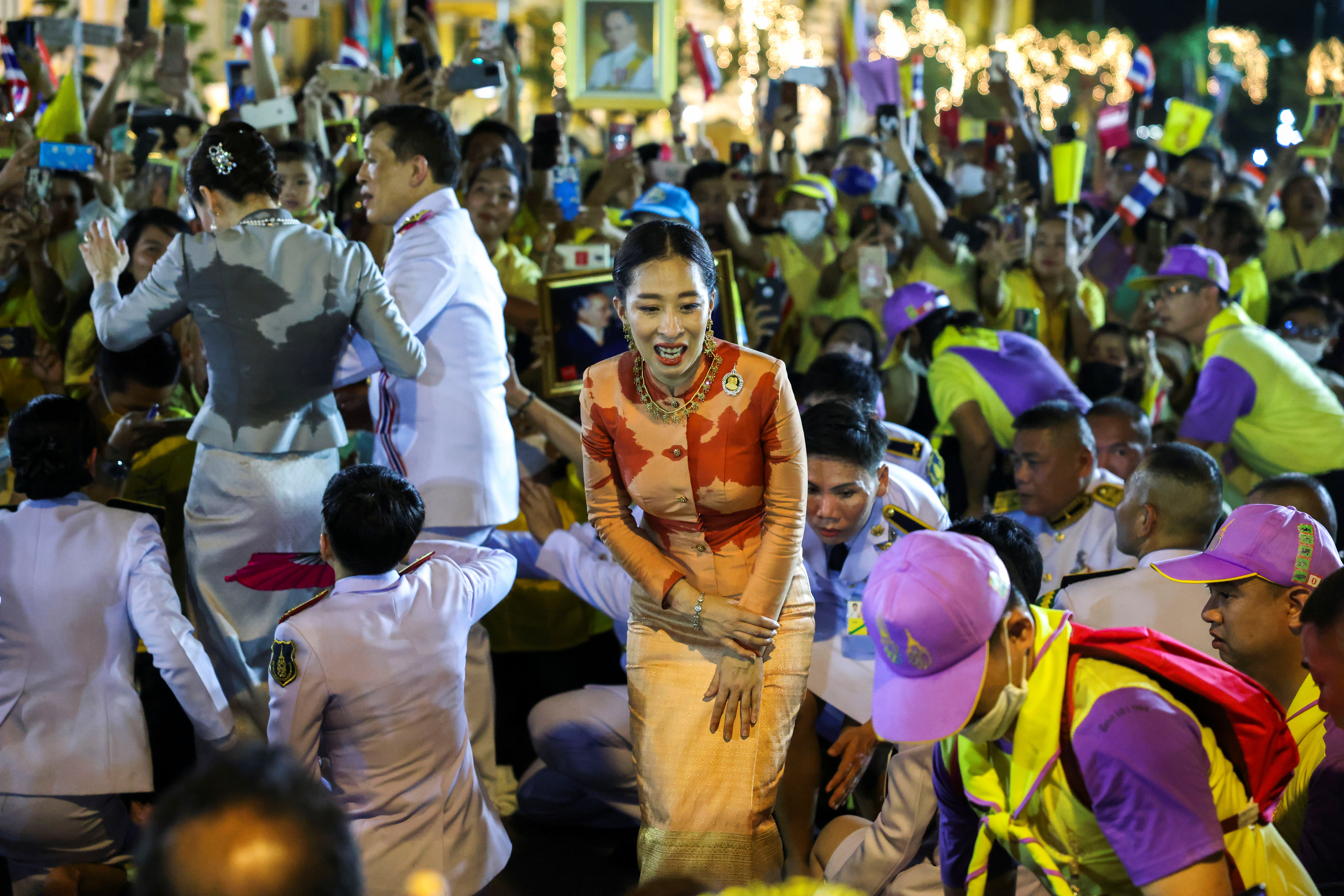 Thailand's Princess Bajrakitiyabha greets royalists, at The Grand Palace in Bangkok
