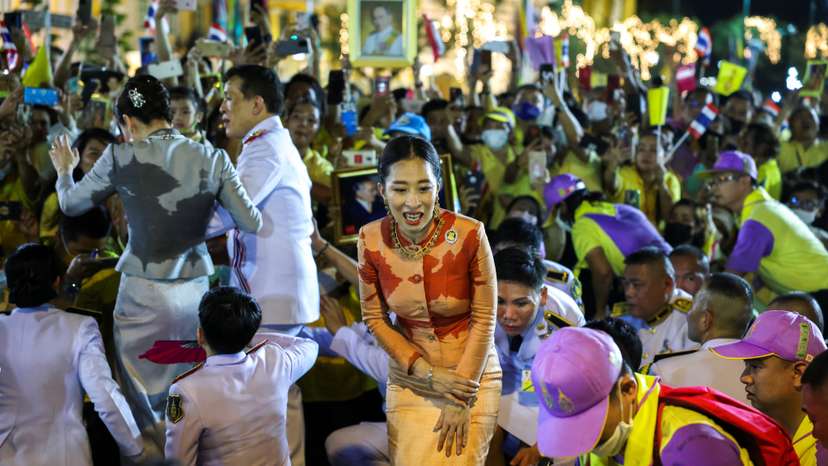 Thailand's Princess Bajrakitiyabha greets royalists, at The Grand Palace in Bangkok