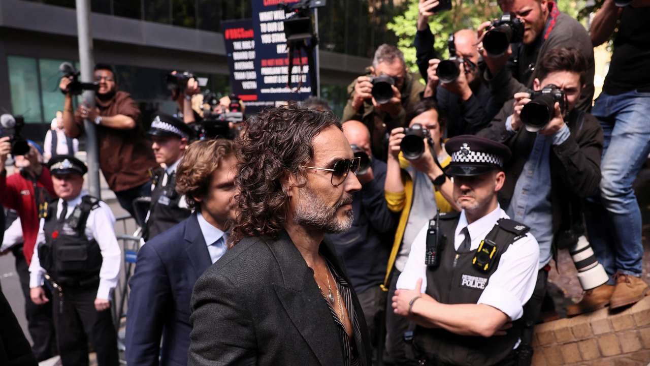 British actor and comedian Russell Brand appears at Southwark Crown Court, in London