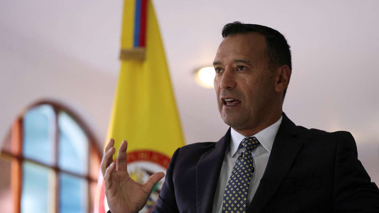 Colombian Minister of Defense, Pedro Arnulfo Sanchez, speaks during an interview with Reuters in Bogota