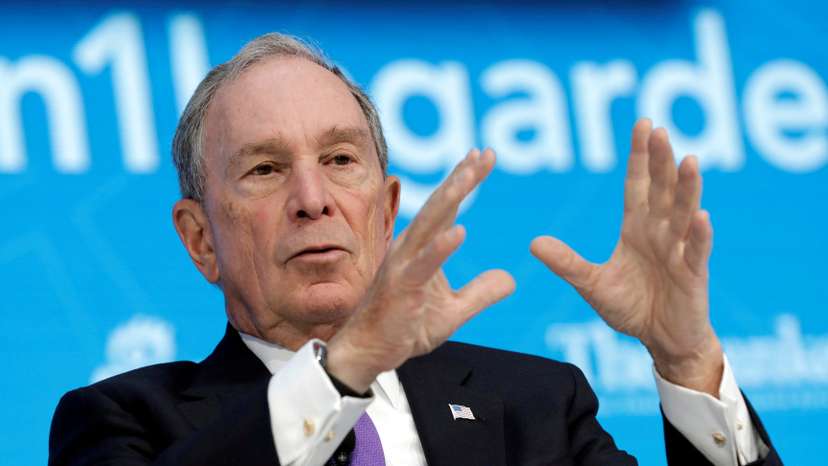 FILE PHOTO: Michael Bloomberg speaks during One-on-One discussion panel with IMF Managing Director Lagarde