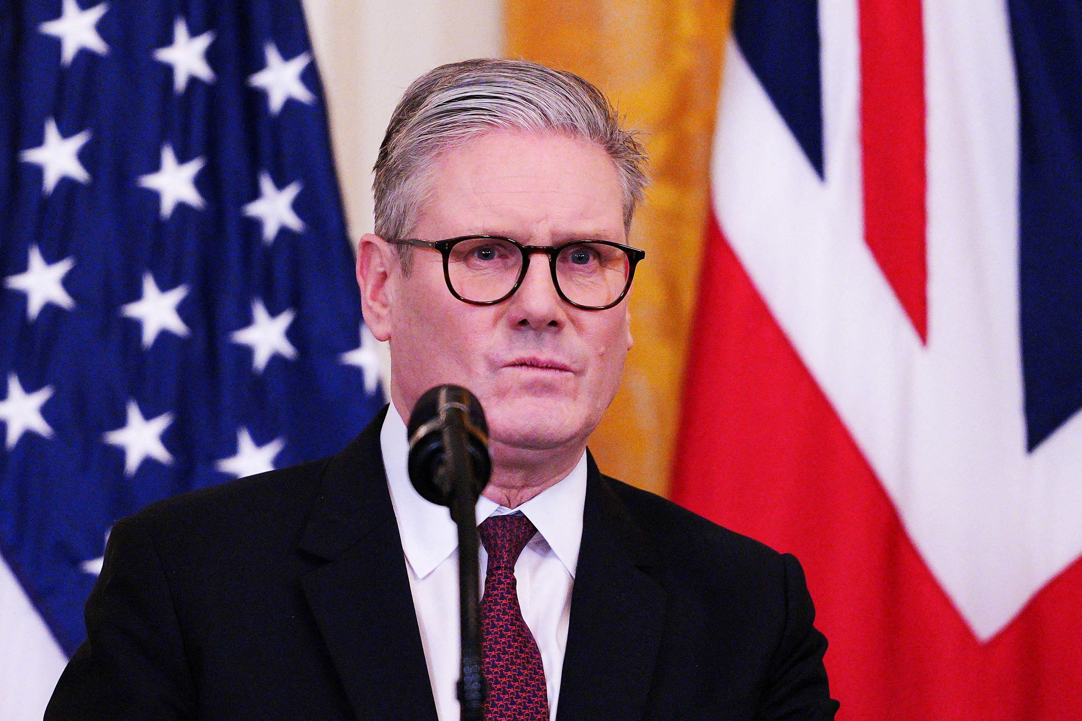 FILE PHOTO: British Prime Minister Starmer meets with U.S. President Trump in Washington
