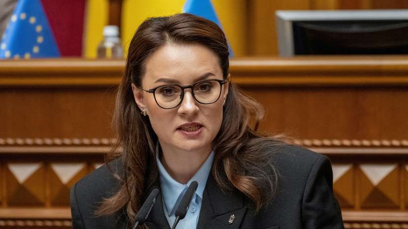 FILE PHOTO: A newly appointed Ukrainian Prime Minister Yulia Svyrydenko attends a session of Ukrainian parliament in Kyiv