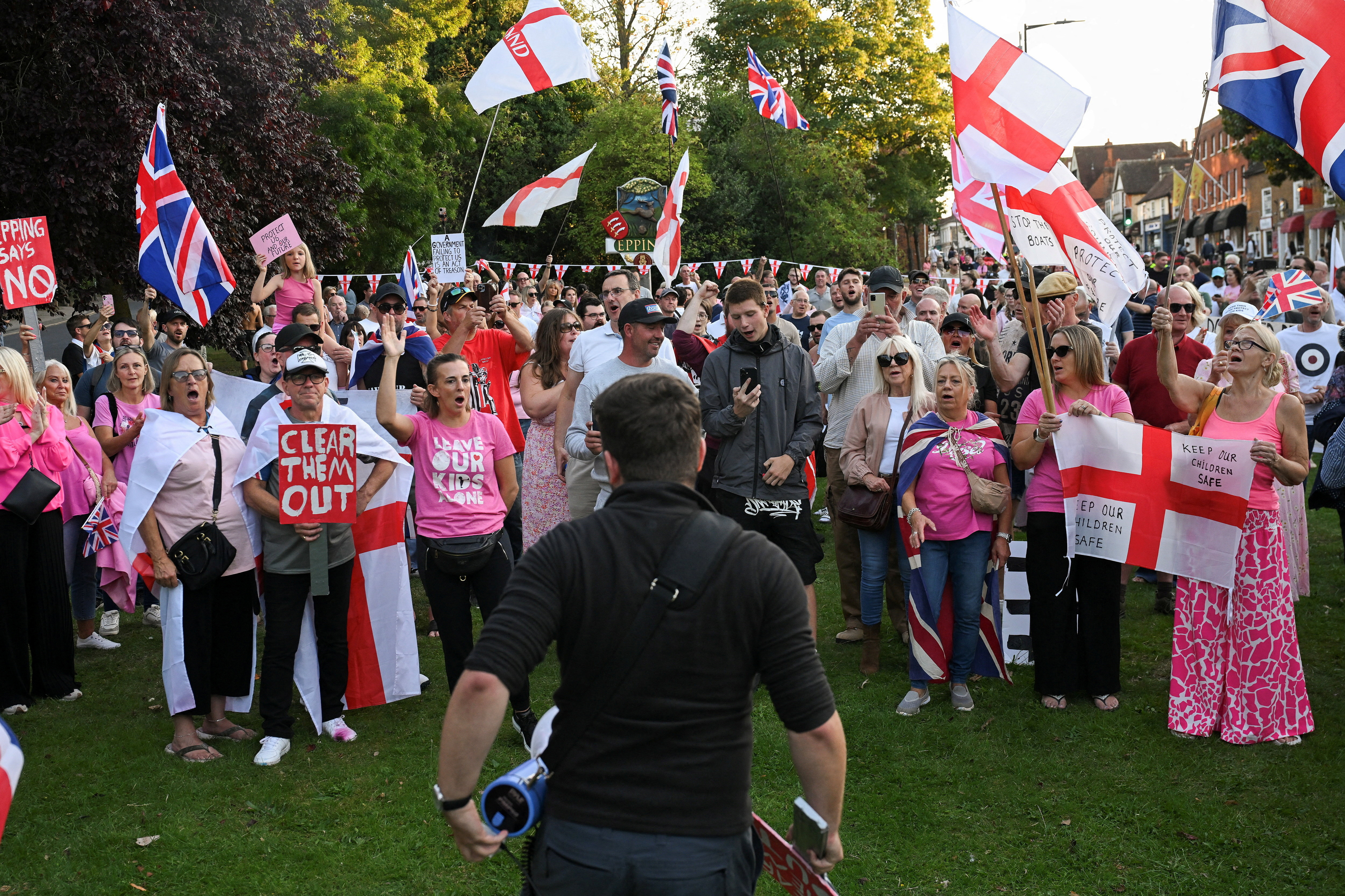 FILE PHOTO: Protesters gather at migrant hotels in cities across Britain