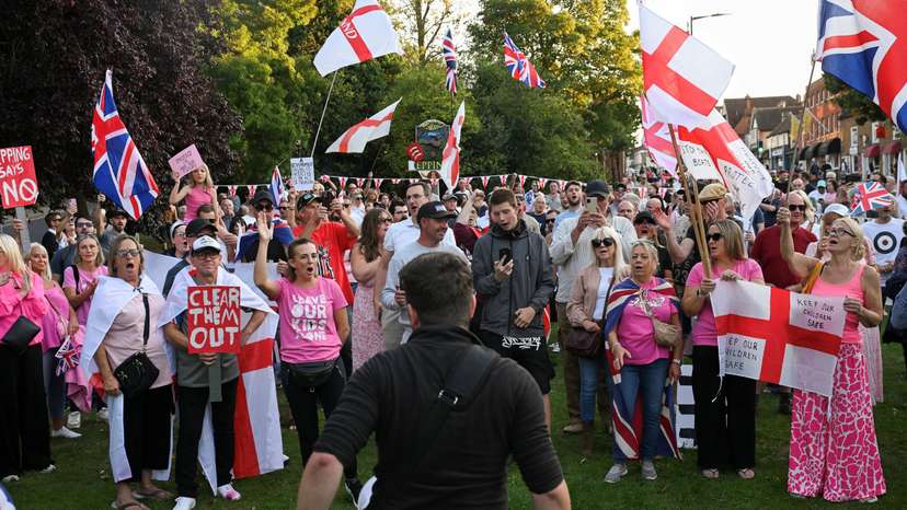 FILE PHOTO: Protesters gather at migrant hotels in cities across Britain
