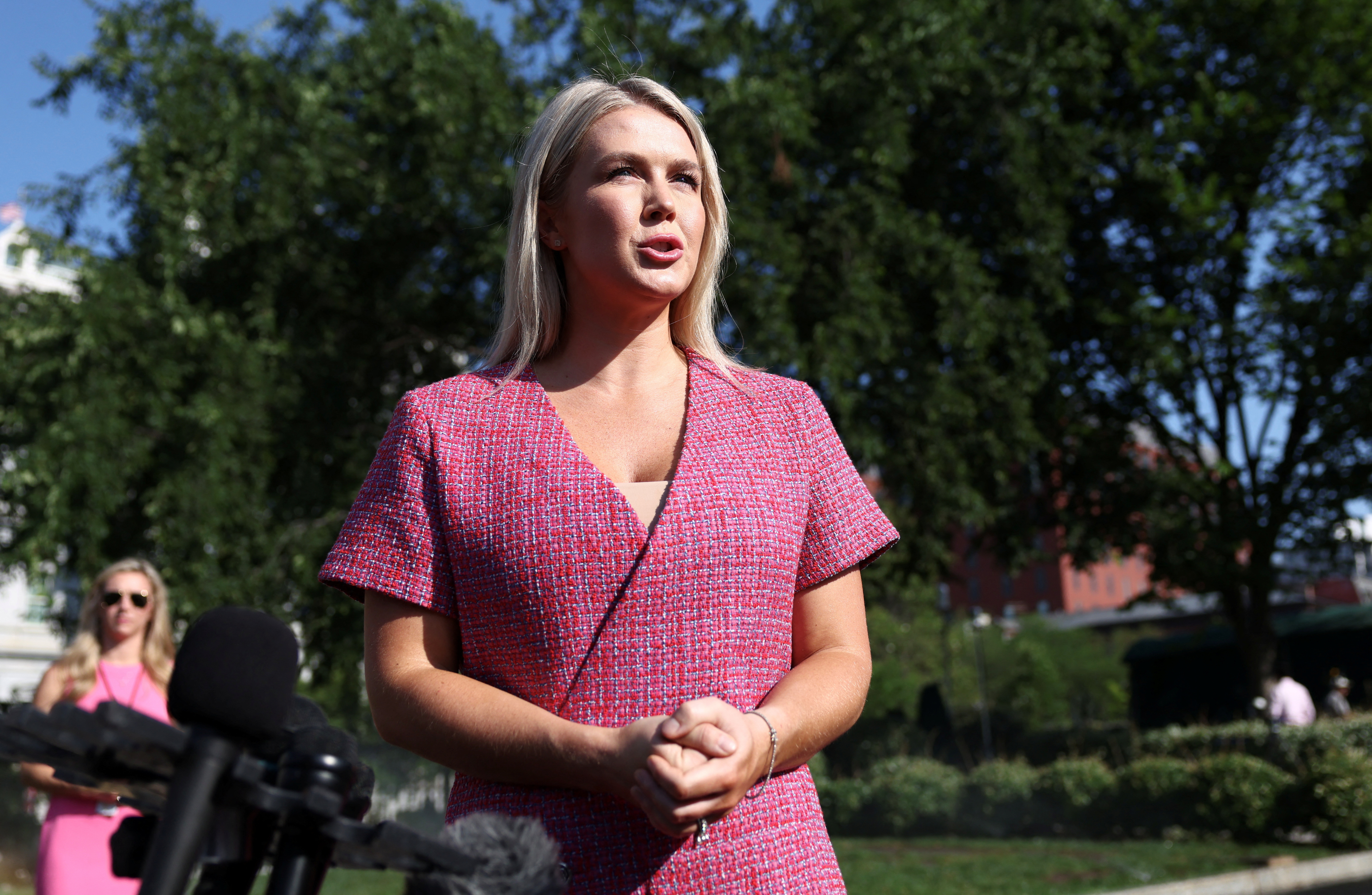 White House Press Secretary Karoline Leavitt speaks to reporters in Washington