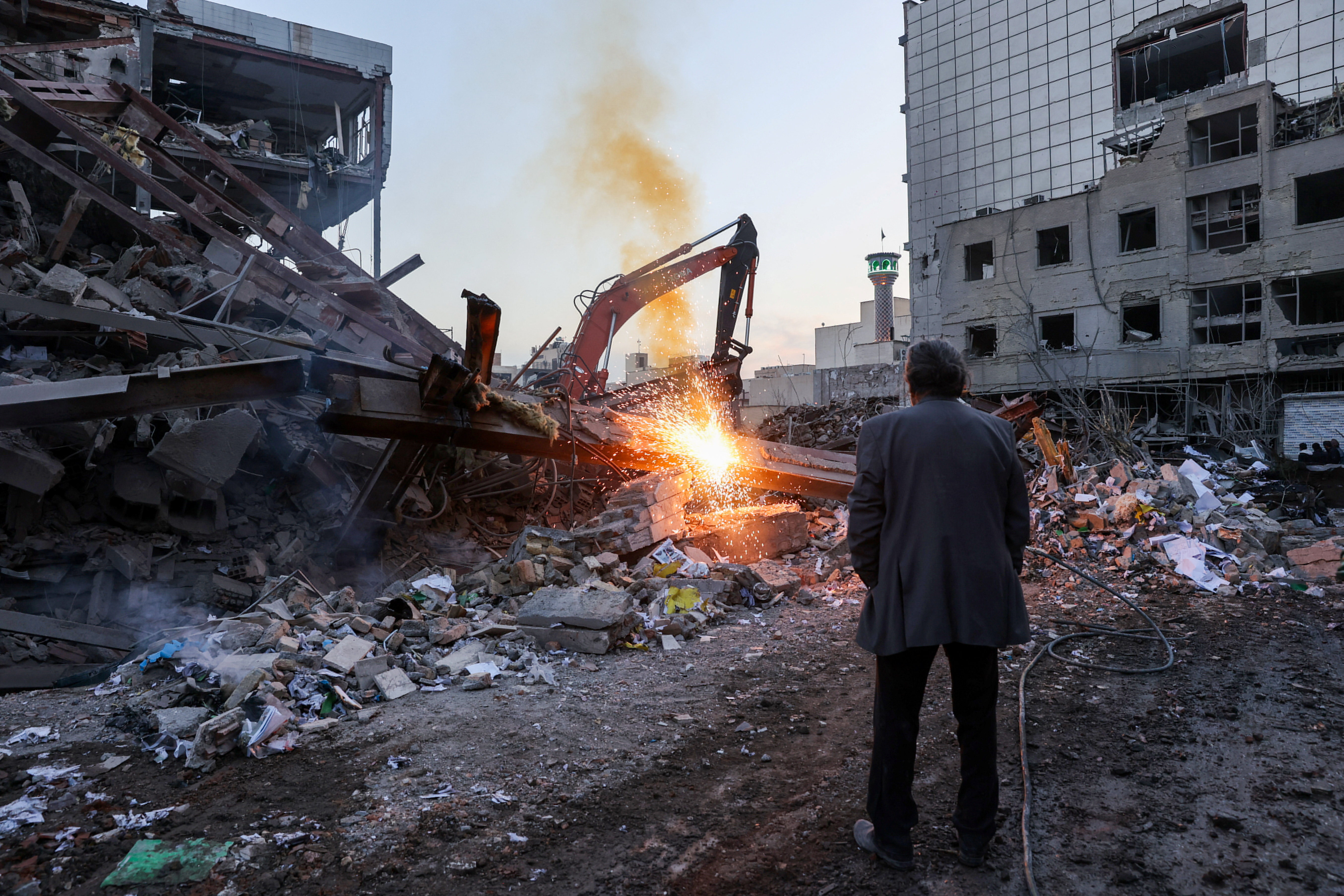 Aftermath of an Israeli and the U.S. strike on a police station in Tehran