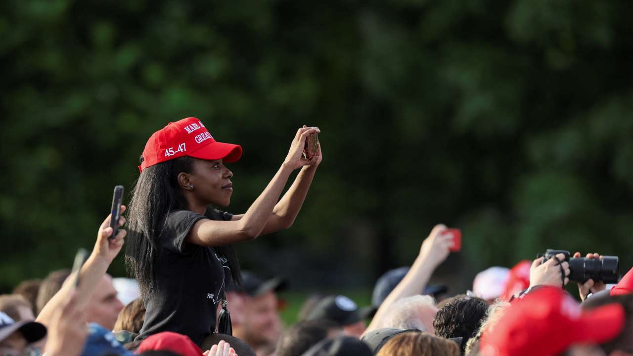 Former U.S. President and Republican presidential candidate Trump attends a campaign rally, in New York