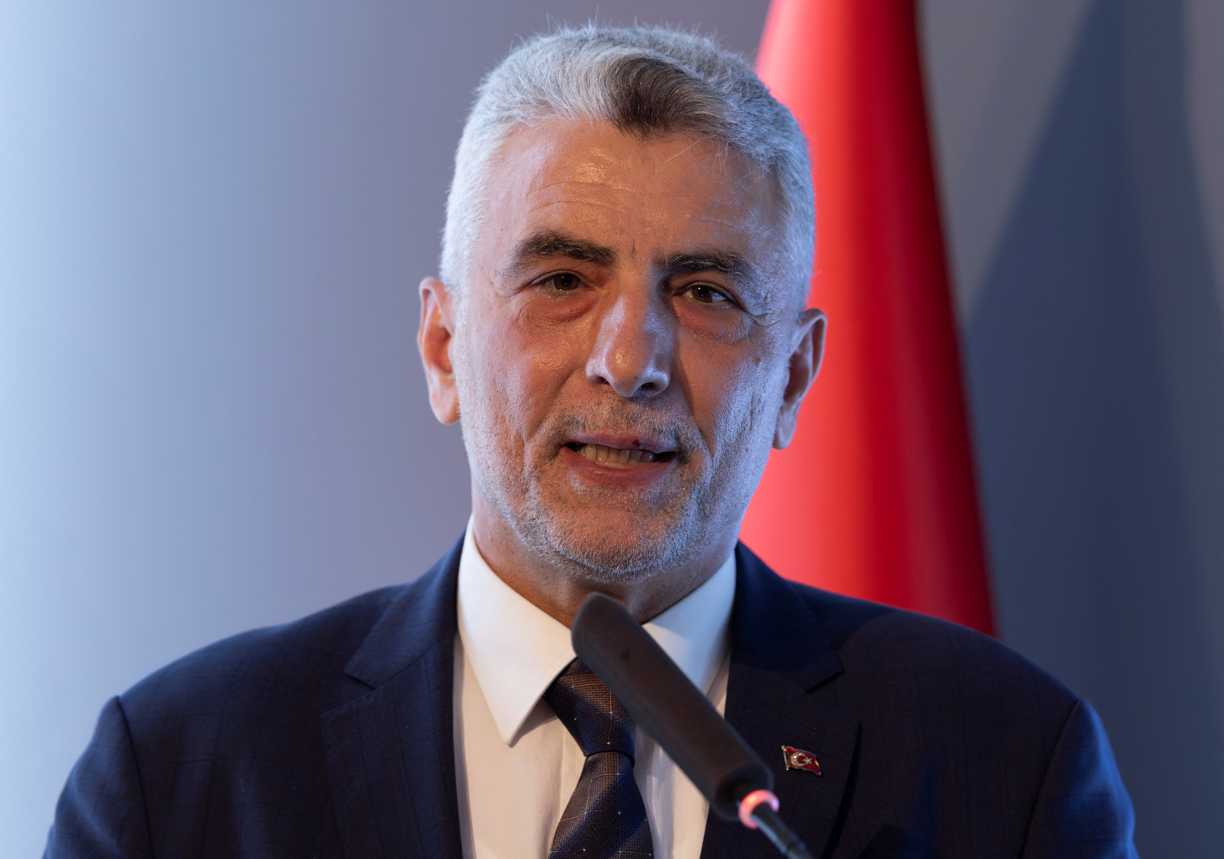 Turkey's Trade Minister Omer Bolat addresses the audience during a signing ceremony in Istanbul