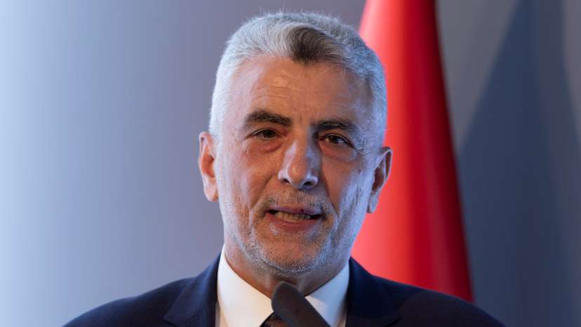 Turkey's Trade Minister Omer Bolat addresses the audience during a signing ceremony in Istanbul