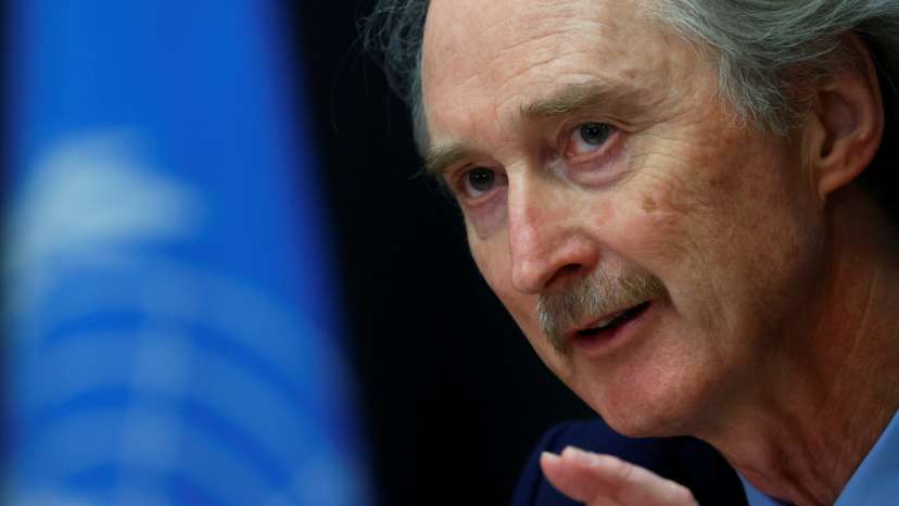 U.N. Special Envoy for Syria Geir Pedersen attends a news conference after a meeting of the Syrian Constitutional Committee at the United Nations in Geneva