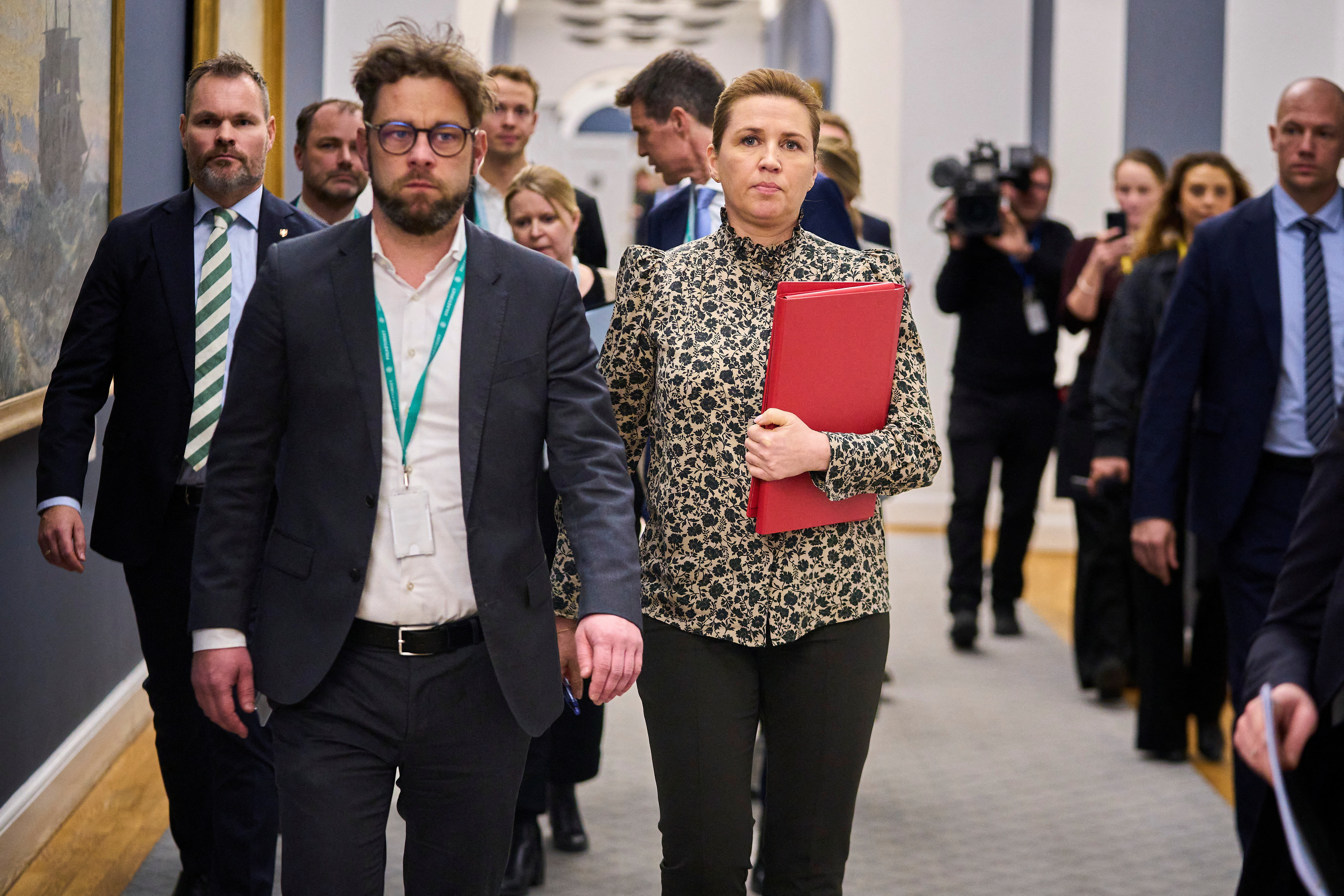 Danish Prime Minister Mette Frederiksen participates in the Foreign Policy Committee meeting at Christiansborg in Copenhagen