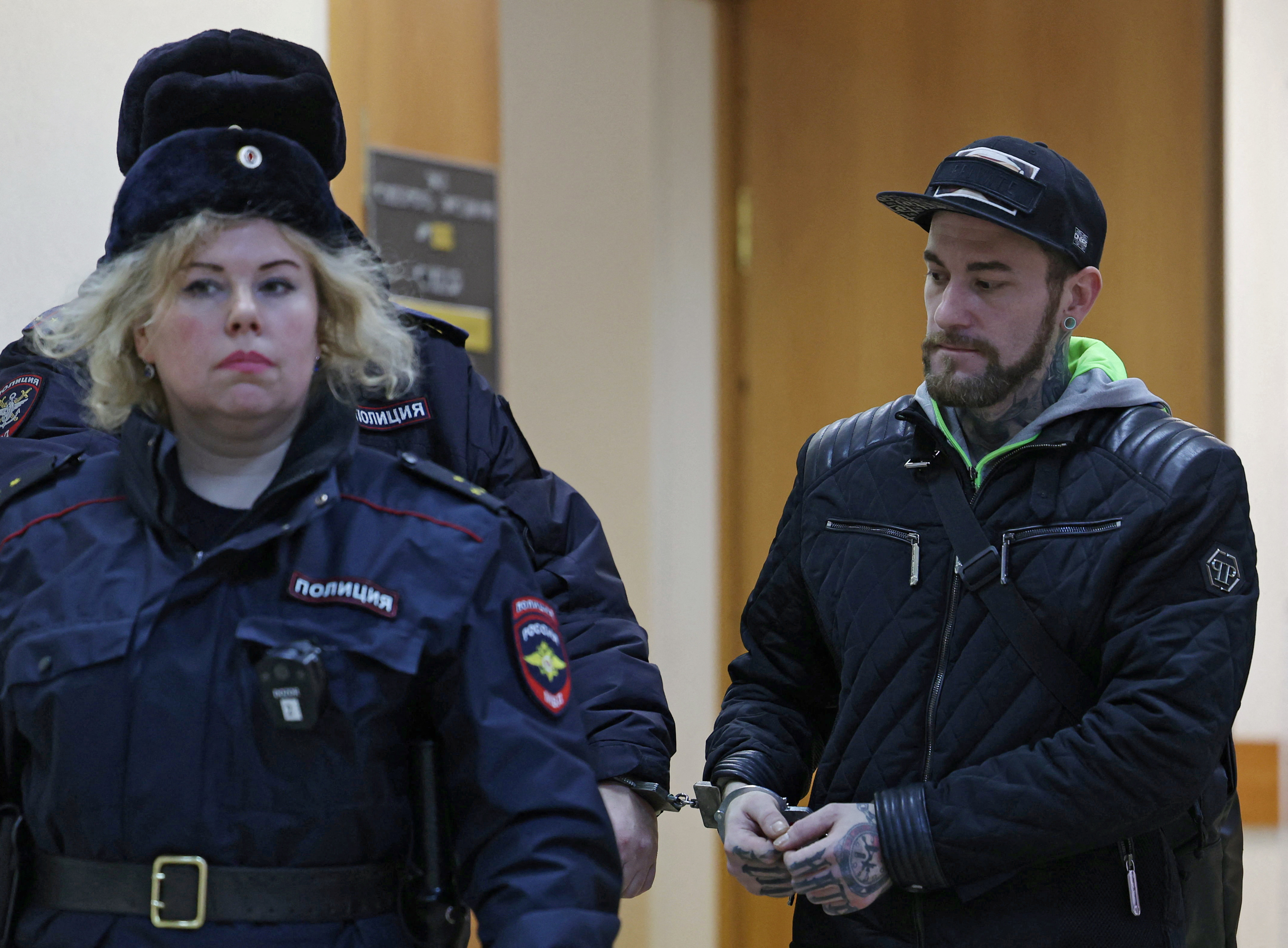 German national Patrick Schobel attends a court hearing in Saint Petersburg