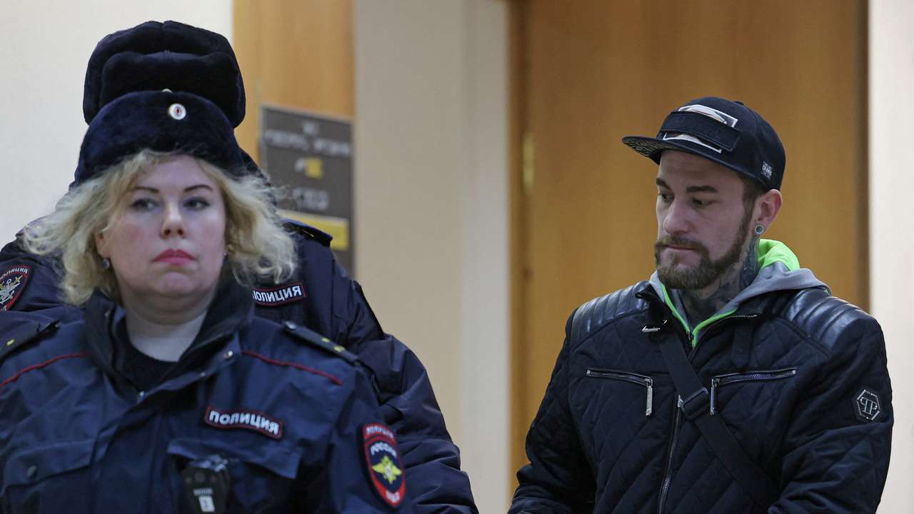German national Patrick Schobel attends a court hearing in Saint Petersburg
