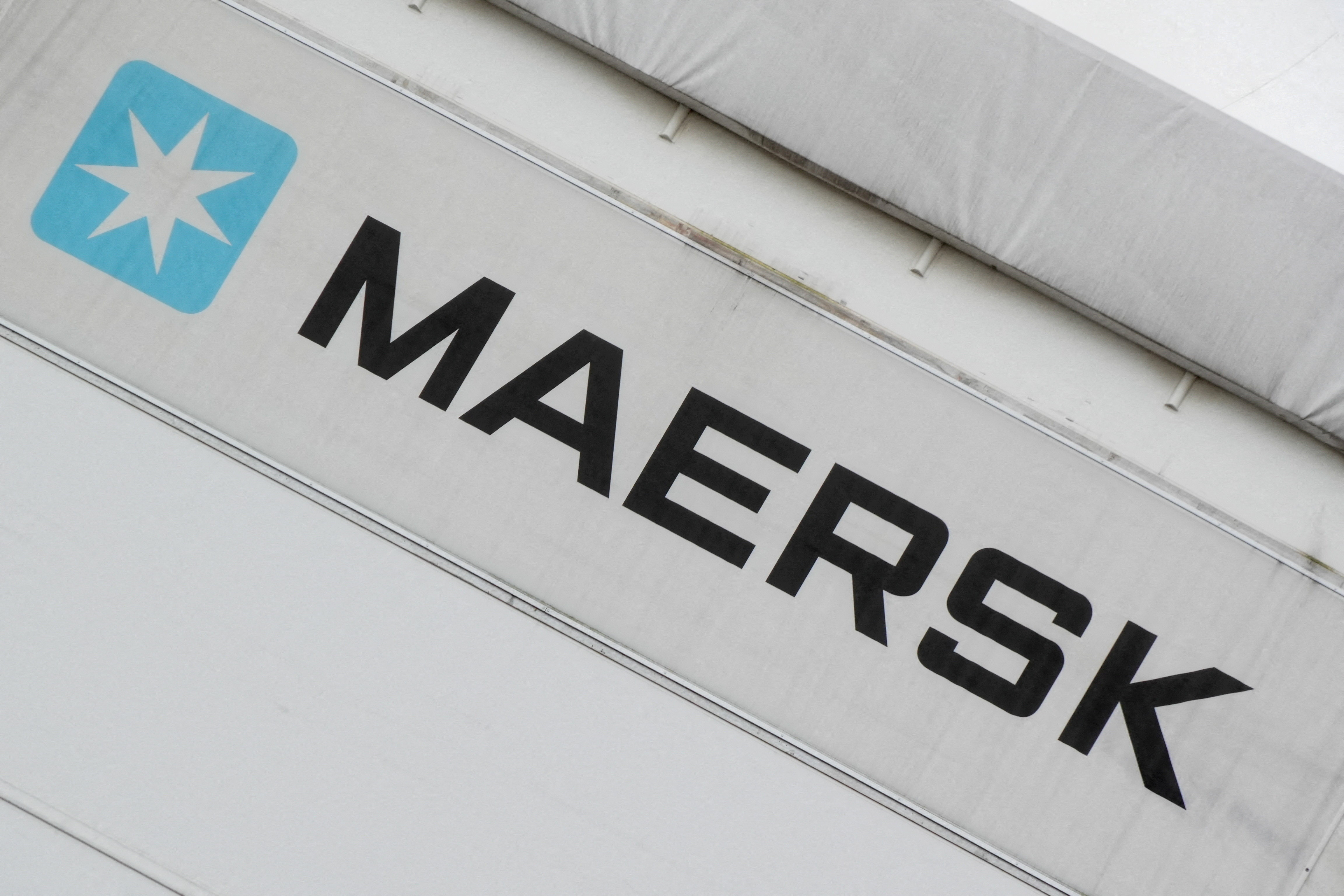 FILE PHOTO: A sign for Maersk outside their offices in Copenhagen
