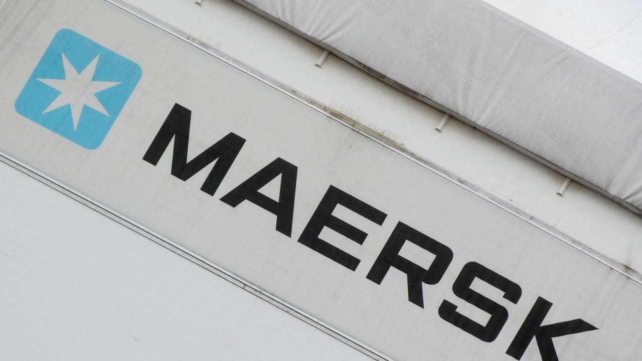 FILE PHOTO: A sign for Maersk outside their offices in Copenhagen