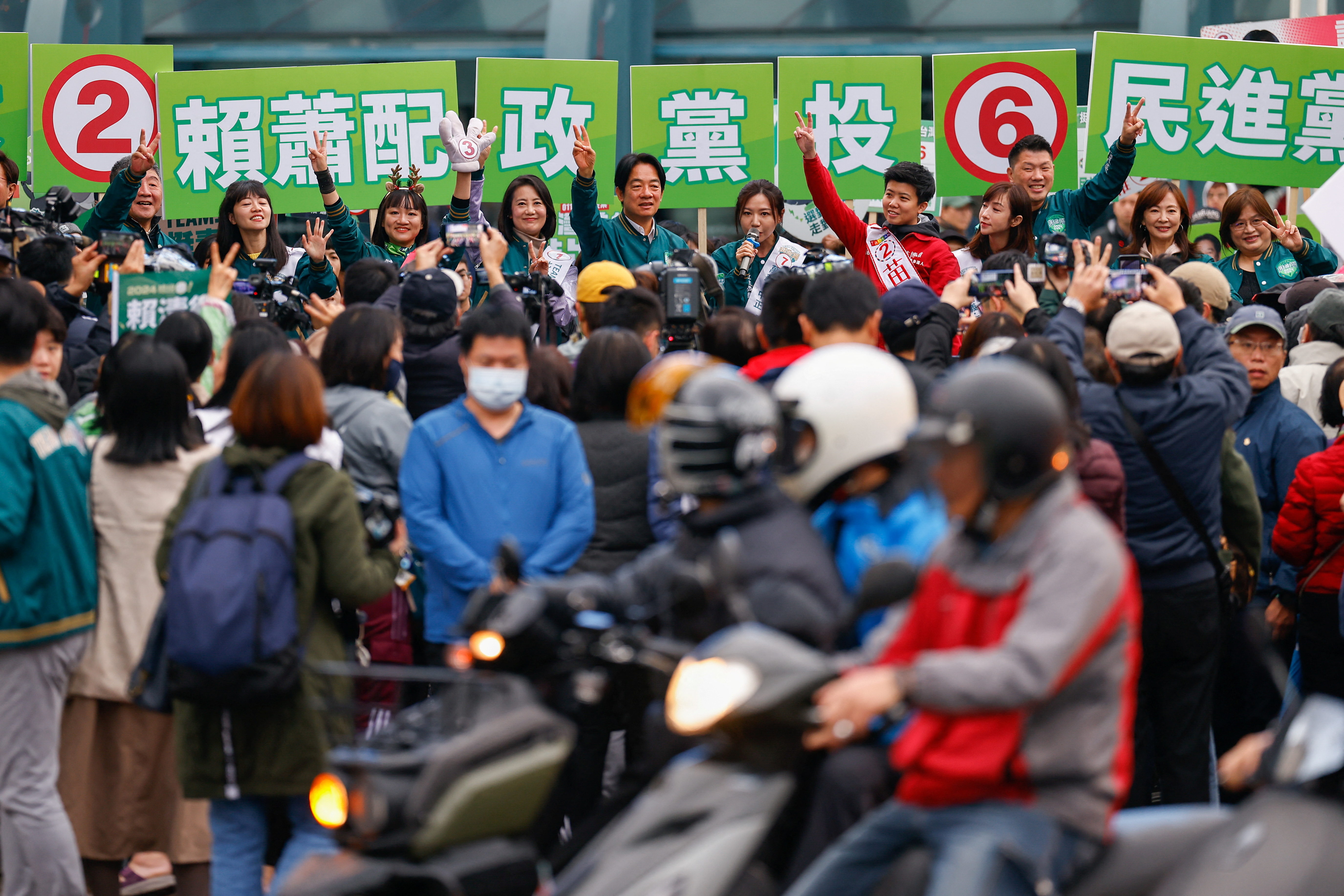 Lai Ching-te, Taiwan's vice president and the ruling Democratic Progressive Party's (DPP) presidential candidate attends an election campaign event in Taipei City