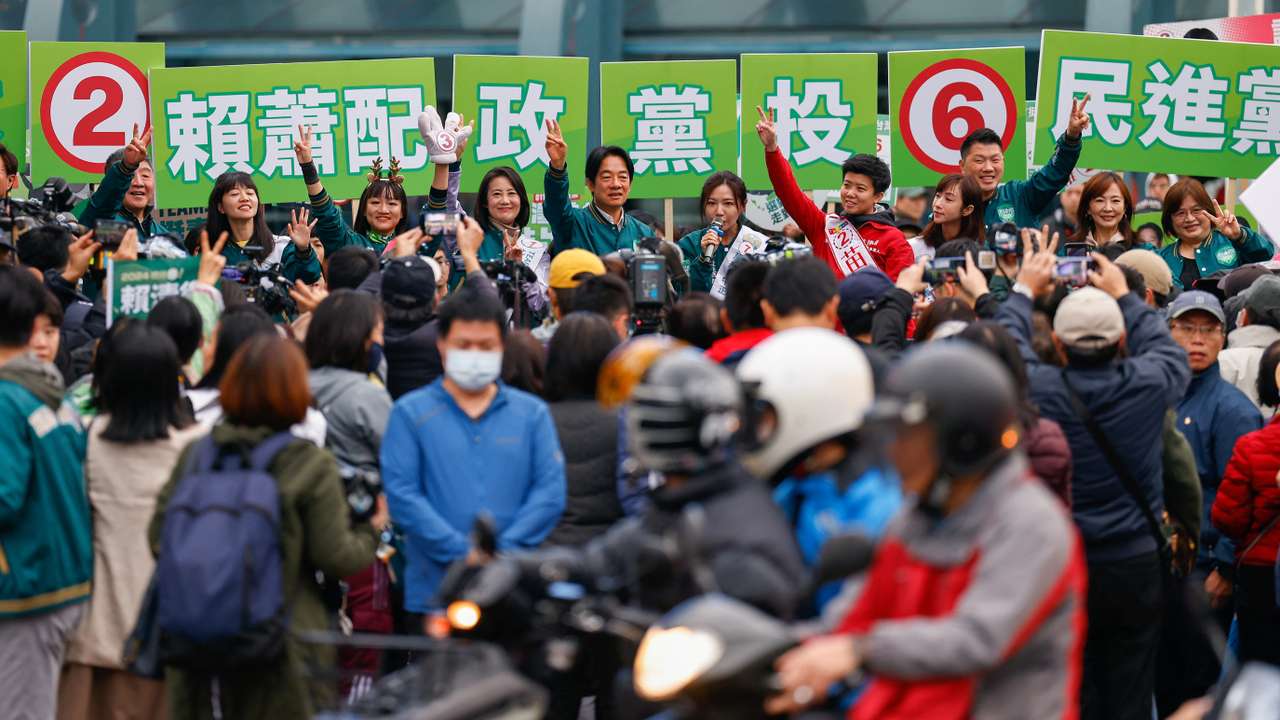 Lai Ching-te, Taiwan's vice president and the ruling Democratic Progressive Party's (DPP) presidential candidate attends an election campaign event in Taipei City
