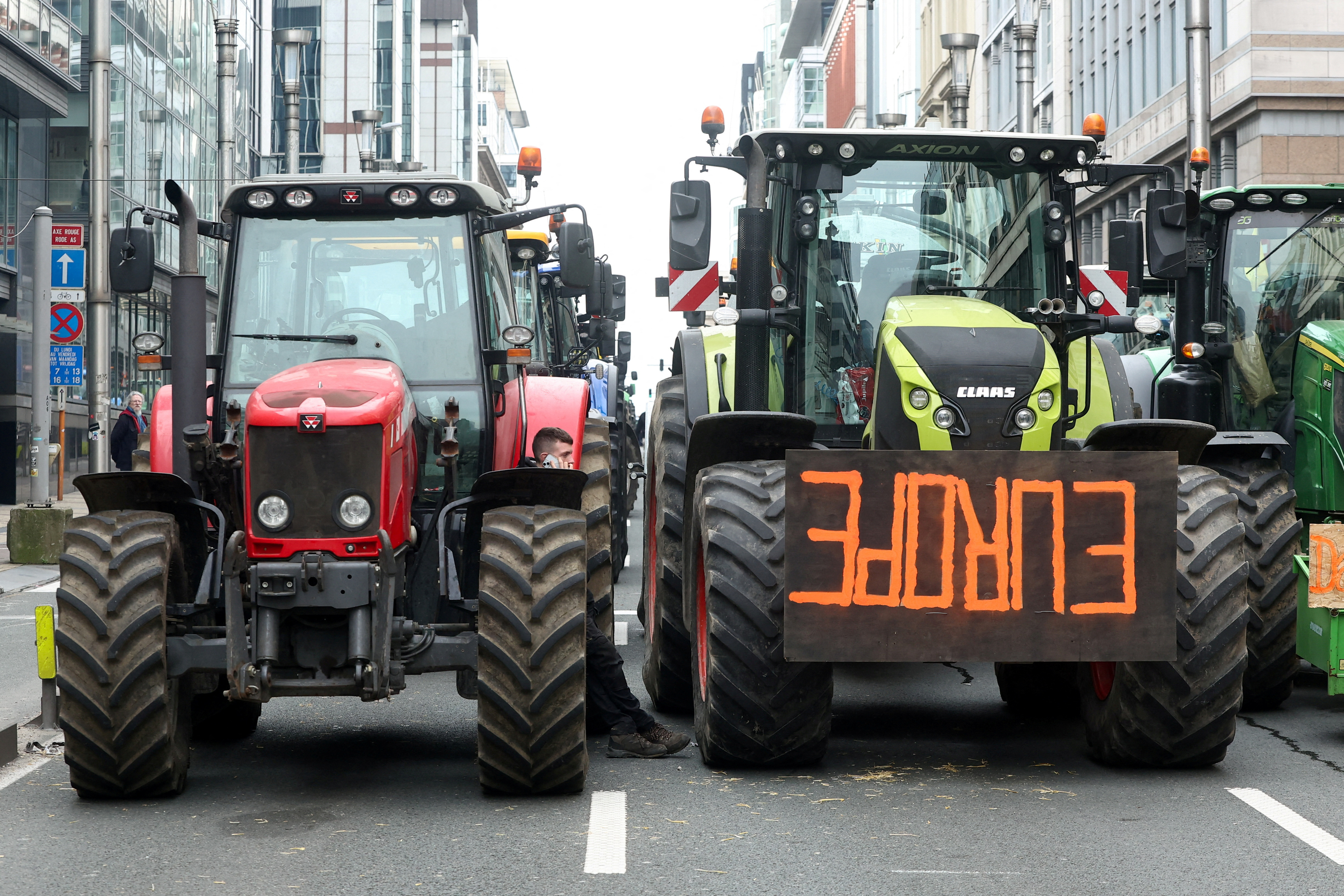 FILE PHOTO: Belgian farmers protest in Brussels