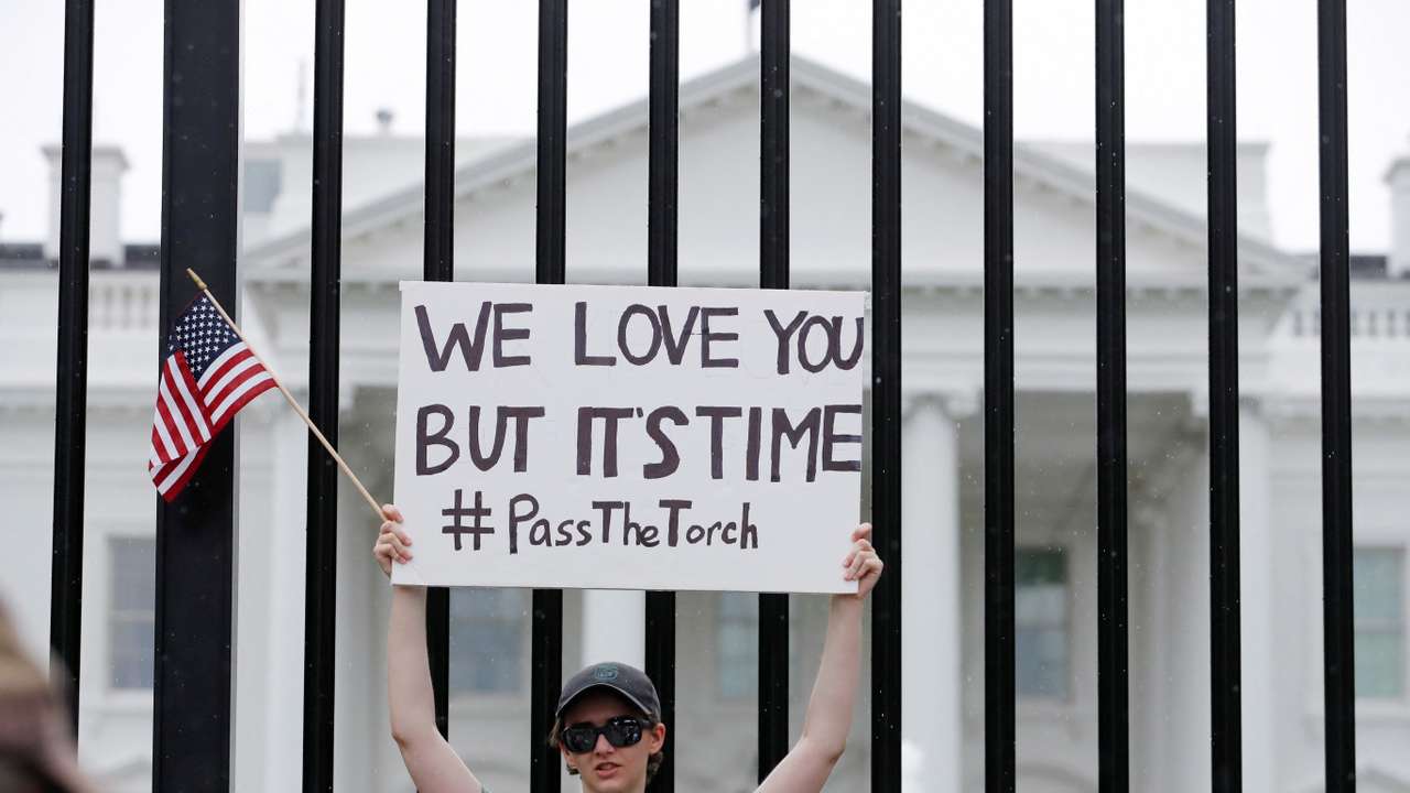 Protesters demand that U.S. President Joe Biden withdraw from the 2024 election race