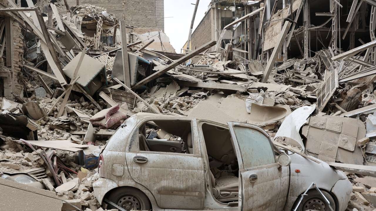 Aftermath of a strike on a residential building, in Tehran