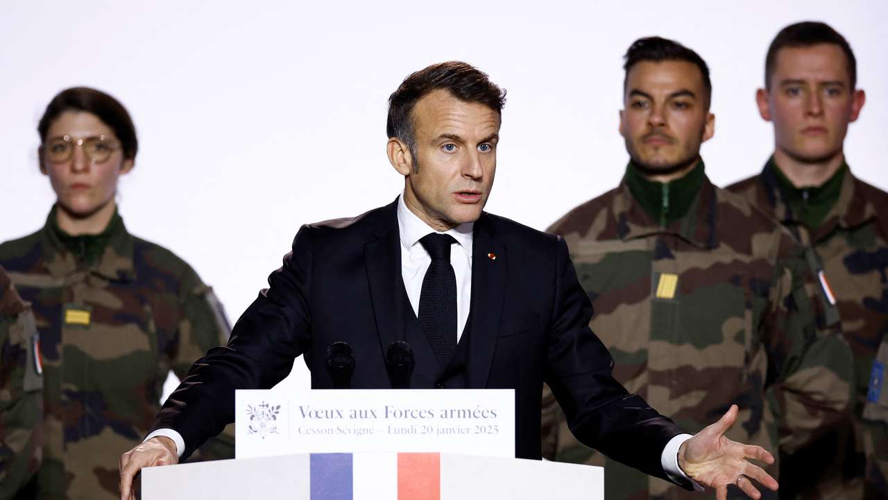 French President Macron makes new year speech to Armed Forces in western France