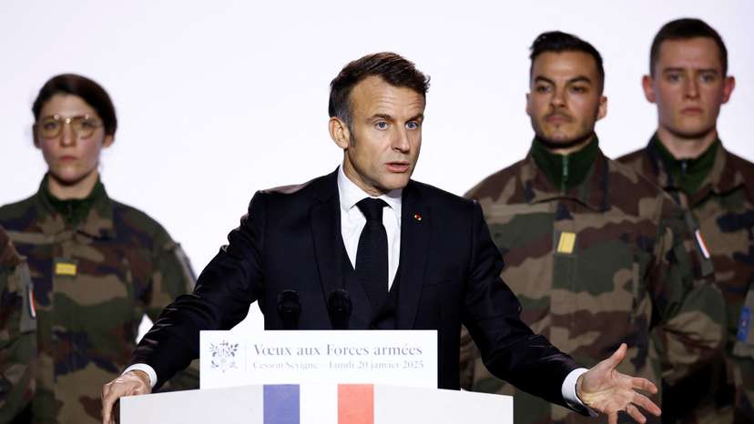 French President Macron makes new year speech to Armed Forces in western France