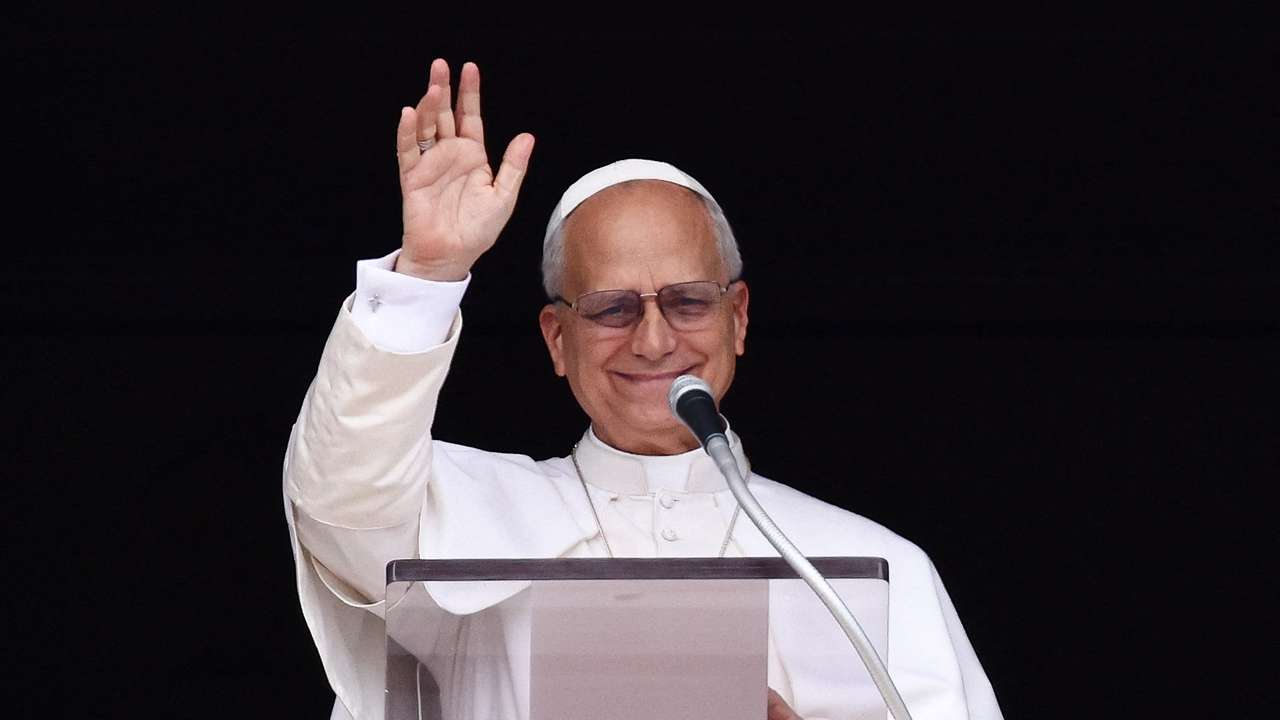 Pope Leo XIV leads the Angelus prayer at the Vatican