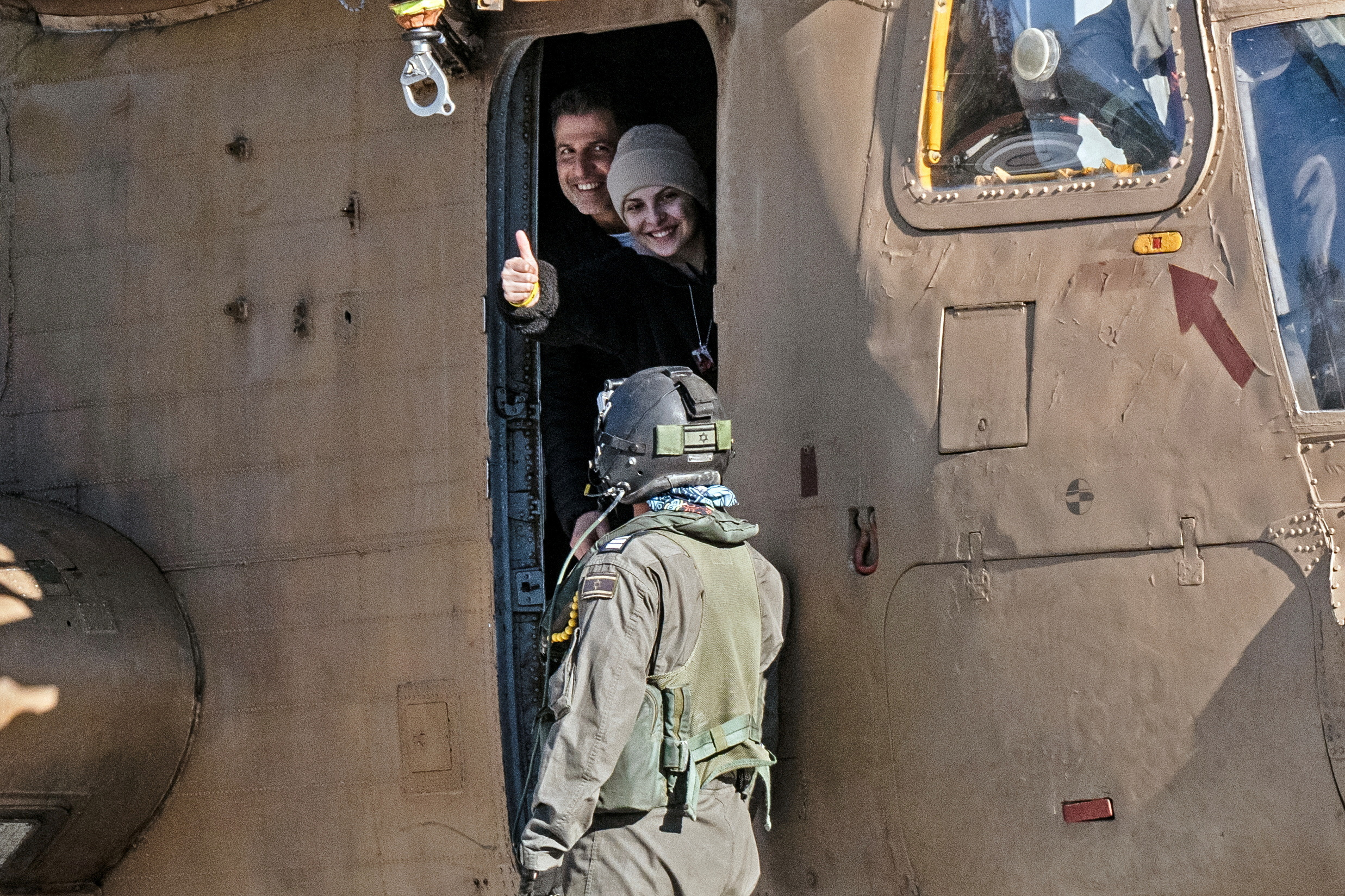 Arrival of released Israeli hostage, Daniella Gilboa, who had been held in Gaza since the deadly October 7, 2023 attack by Hamas, in Petah Tikva