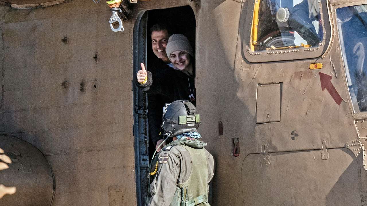 Arrival of released Israeli hostage, Daniella Gilboa, who had been held in Gaza since the deadly October 7, 2023 attack by Hamas, in Petah Tikva