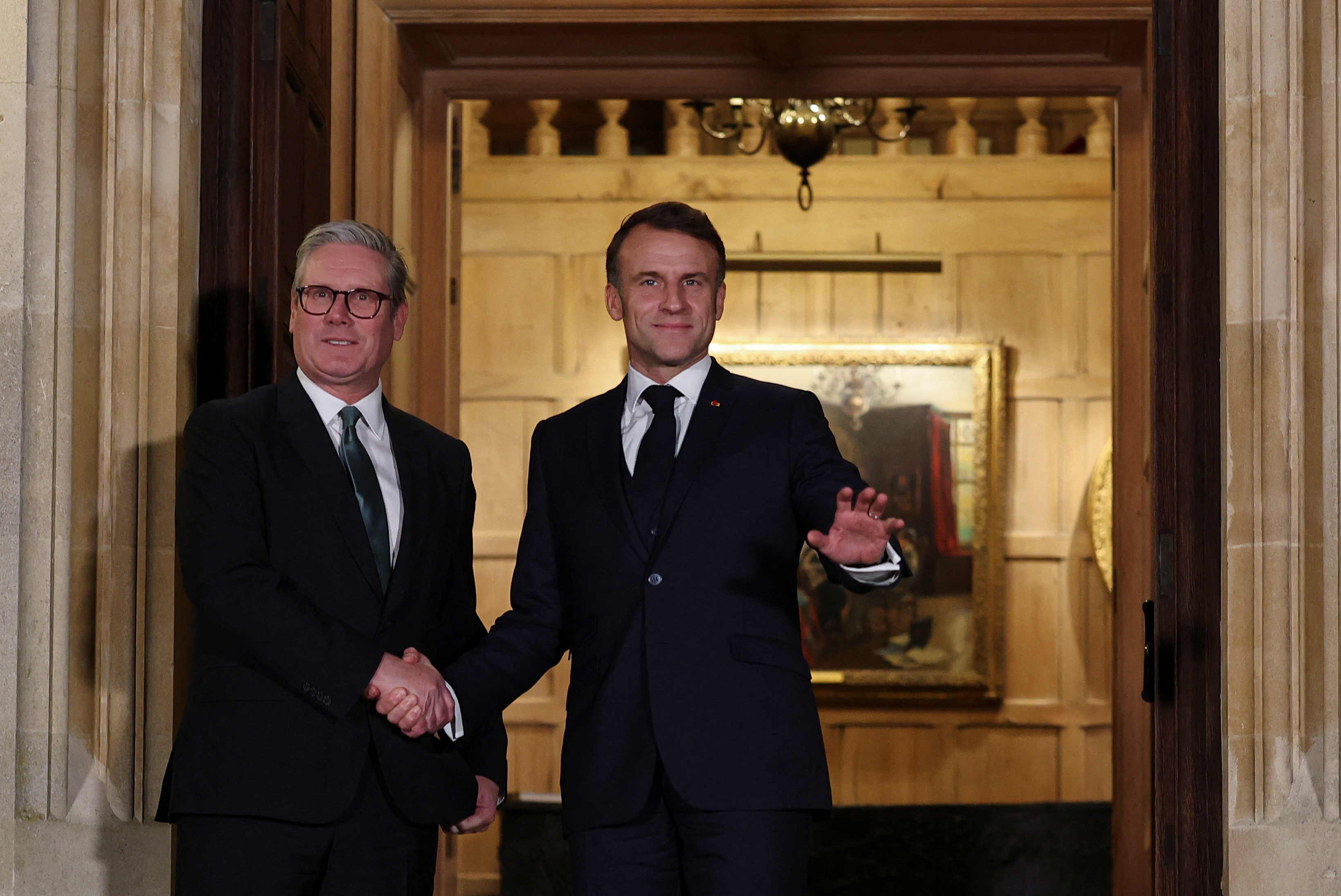British PM Starmer meets French President Macron at Chequers