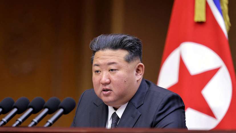 FILE PHOTO: North Korean leader Kim Jong Un speaks during a meeting of the Supreme People's Assembly in Pyongyang