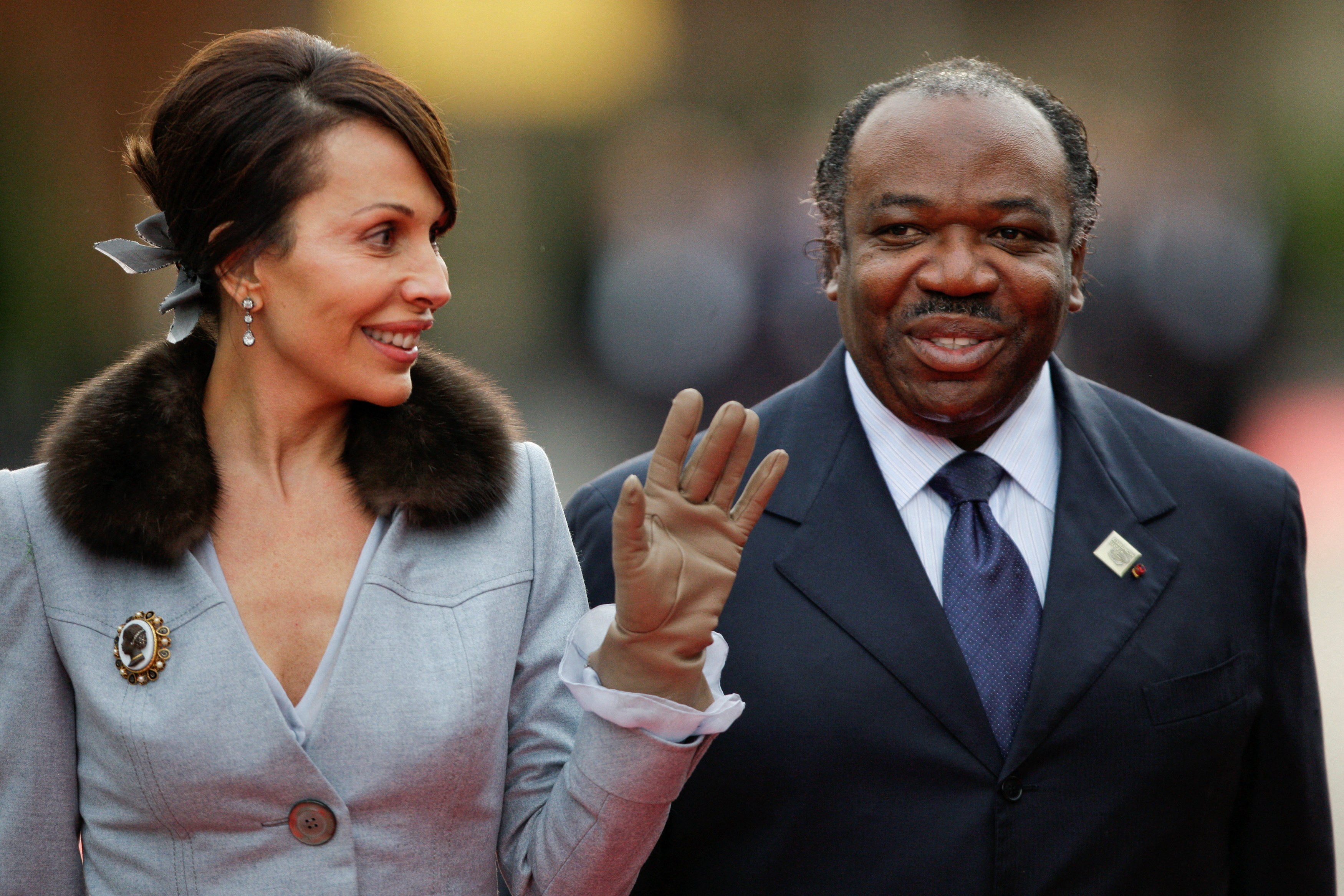 FILE PHOTO: Gabon's First Lady Bongo Ondimba and Gabon's President Ali Bongo Ondimba arrive at the opening ceremony of the Francophone Summit in Montreux